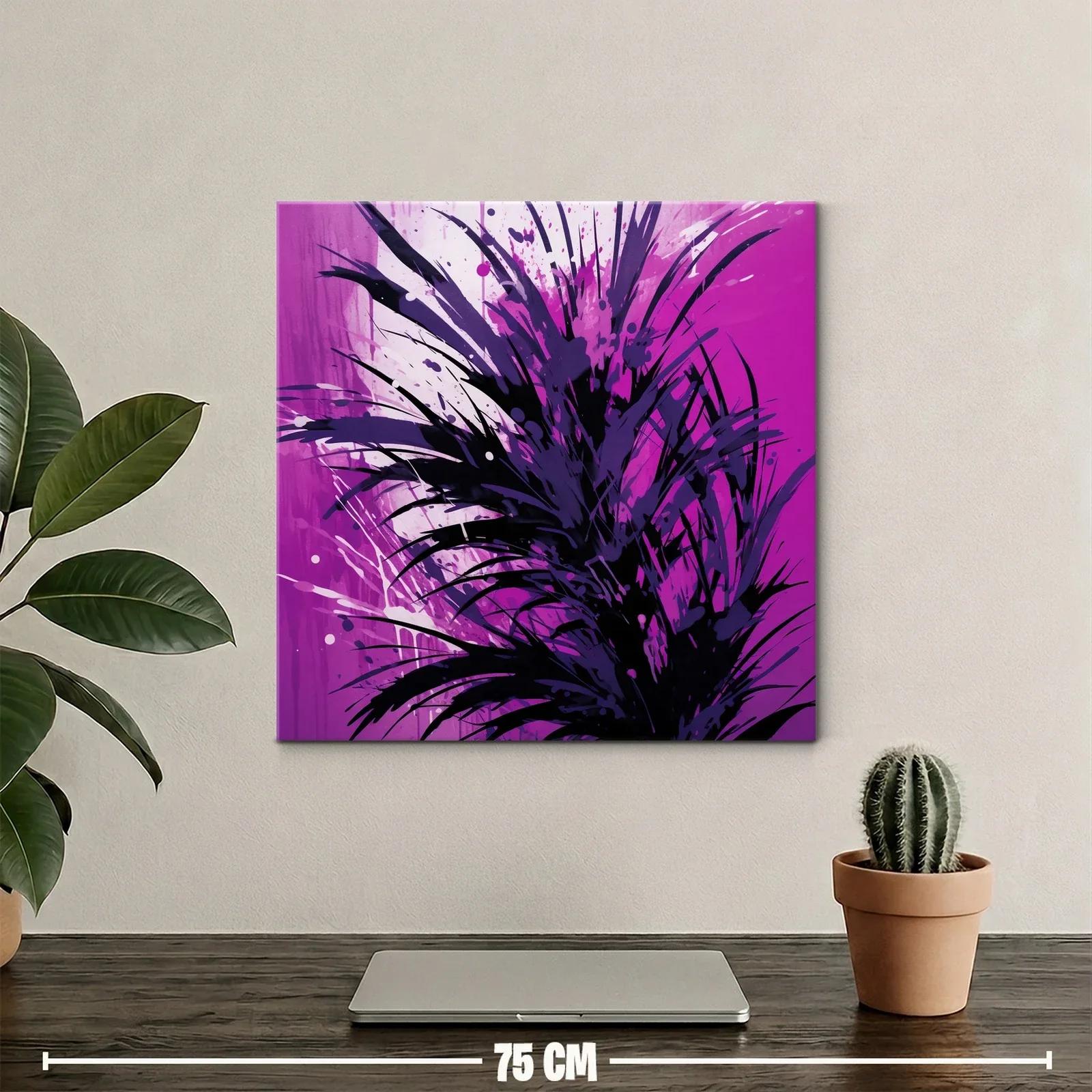 Cuadro abstracto con explosión de tonos morados y negros — miniatura 2