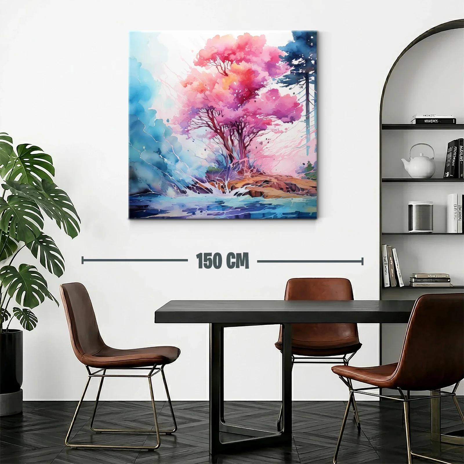 Árbol con vibrantes tonos rosas y azules en paisaje sereno — miniatura 2
