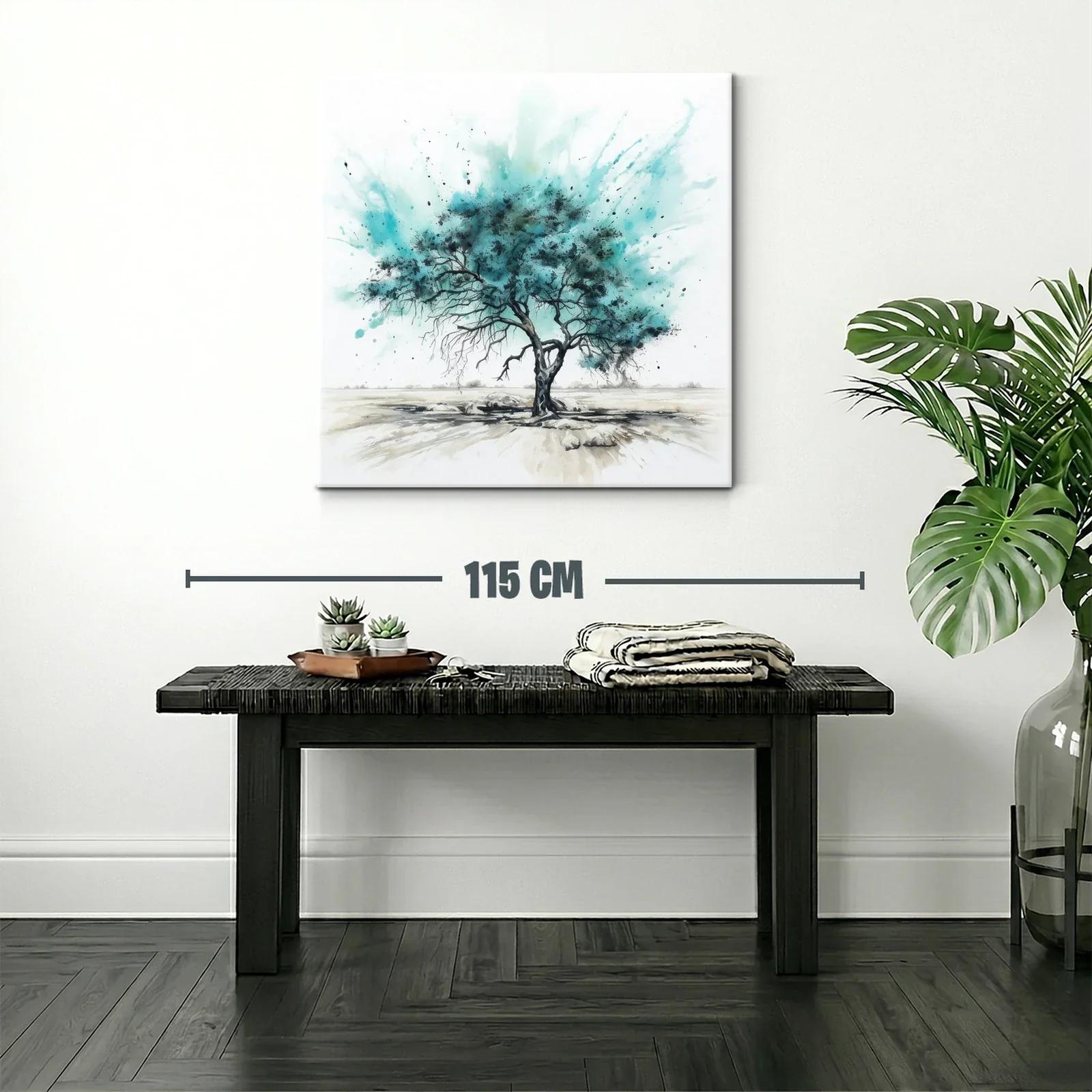 Árbol solitario con vibrantes tonos turquesa y negro — miniatura 2