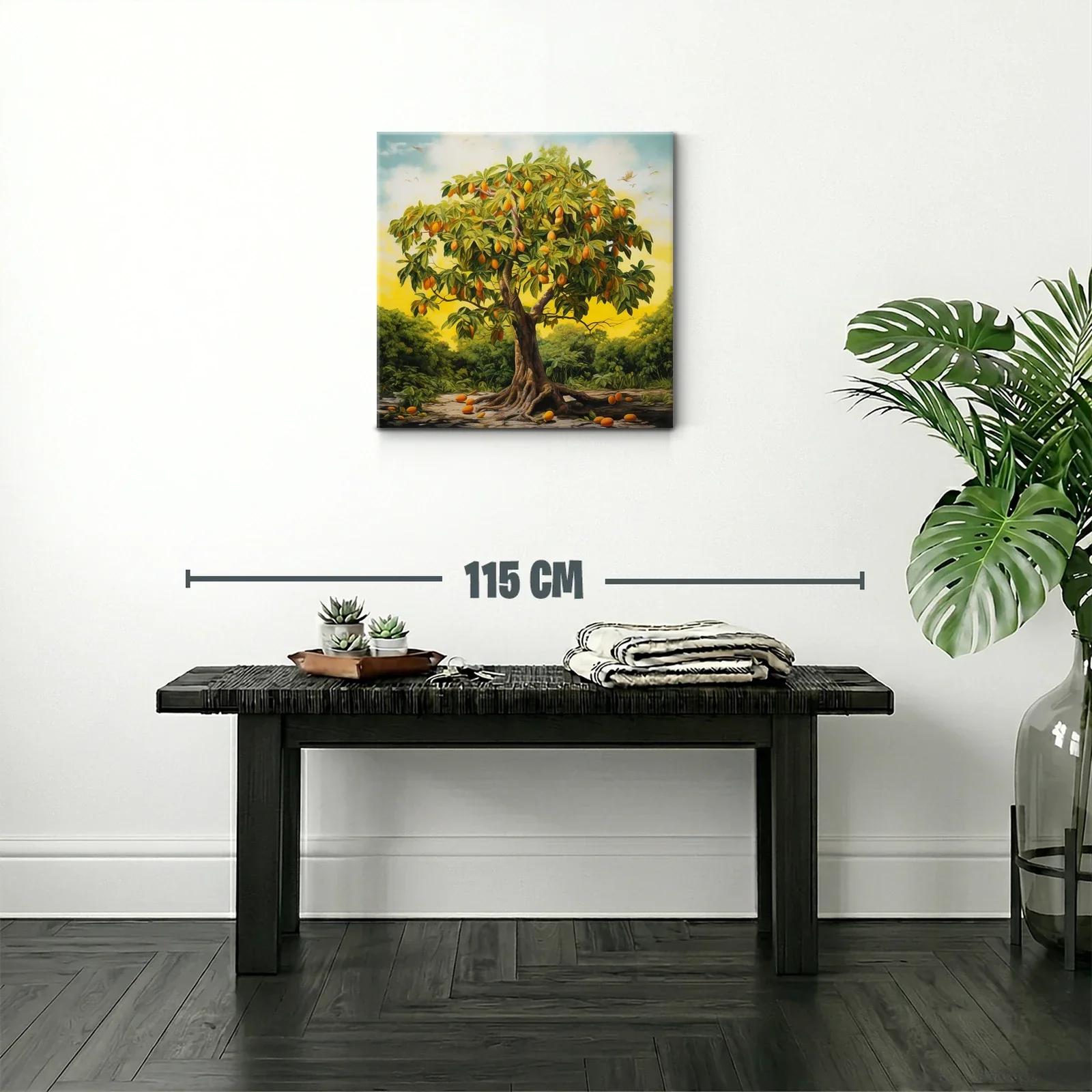 Cuadro árbol frutal en paisaje al atardecer vibrante — miniatura 2