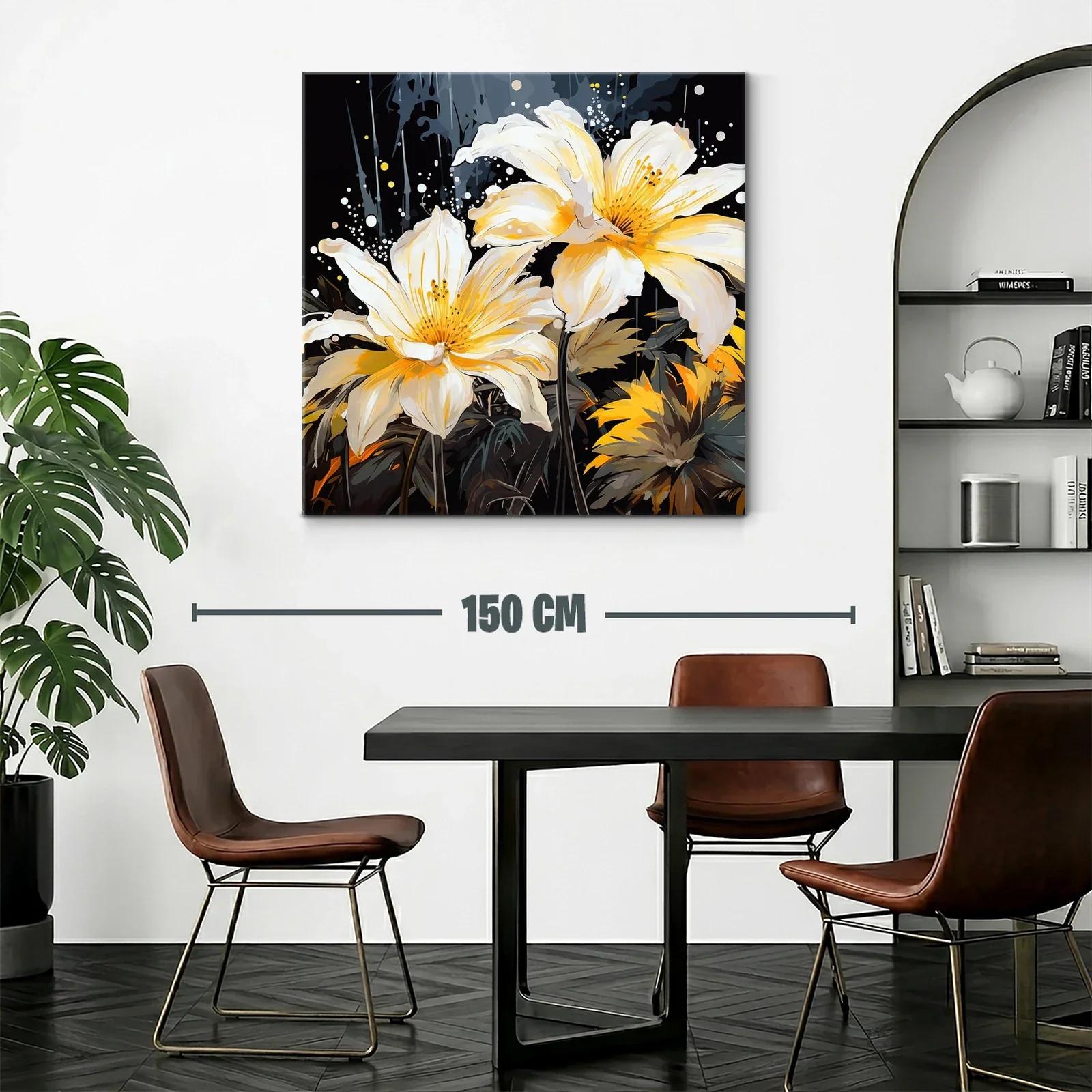 Flores luminosas en tonos amarillos sobre fondo oscuro — miniatura 2