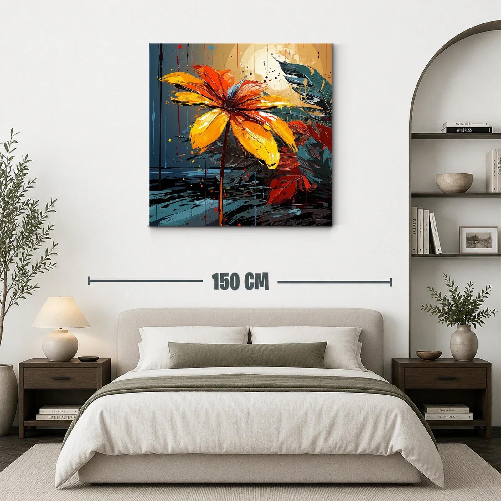 Flor vibrante con tonos cálidos y fondo nocturno — miniatura 3