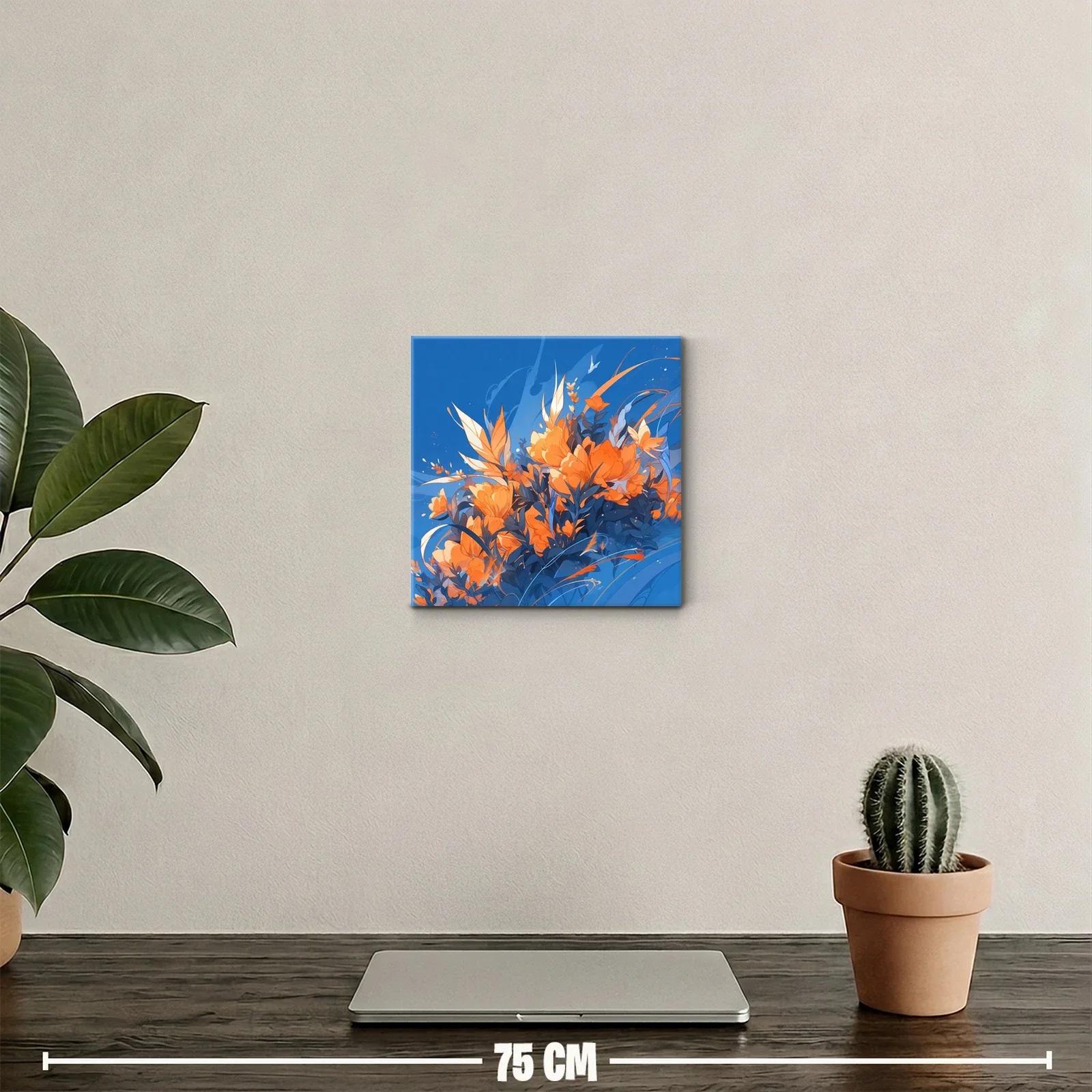 Composición floral vibrante en tonos naranjas y azules — miniatura 2