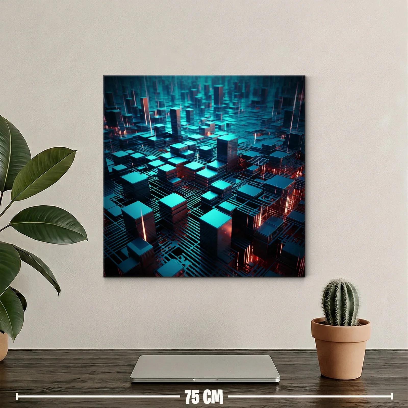Cuadro urbano futurista con relieves geométricos brillantes — miniatura 2