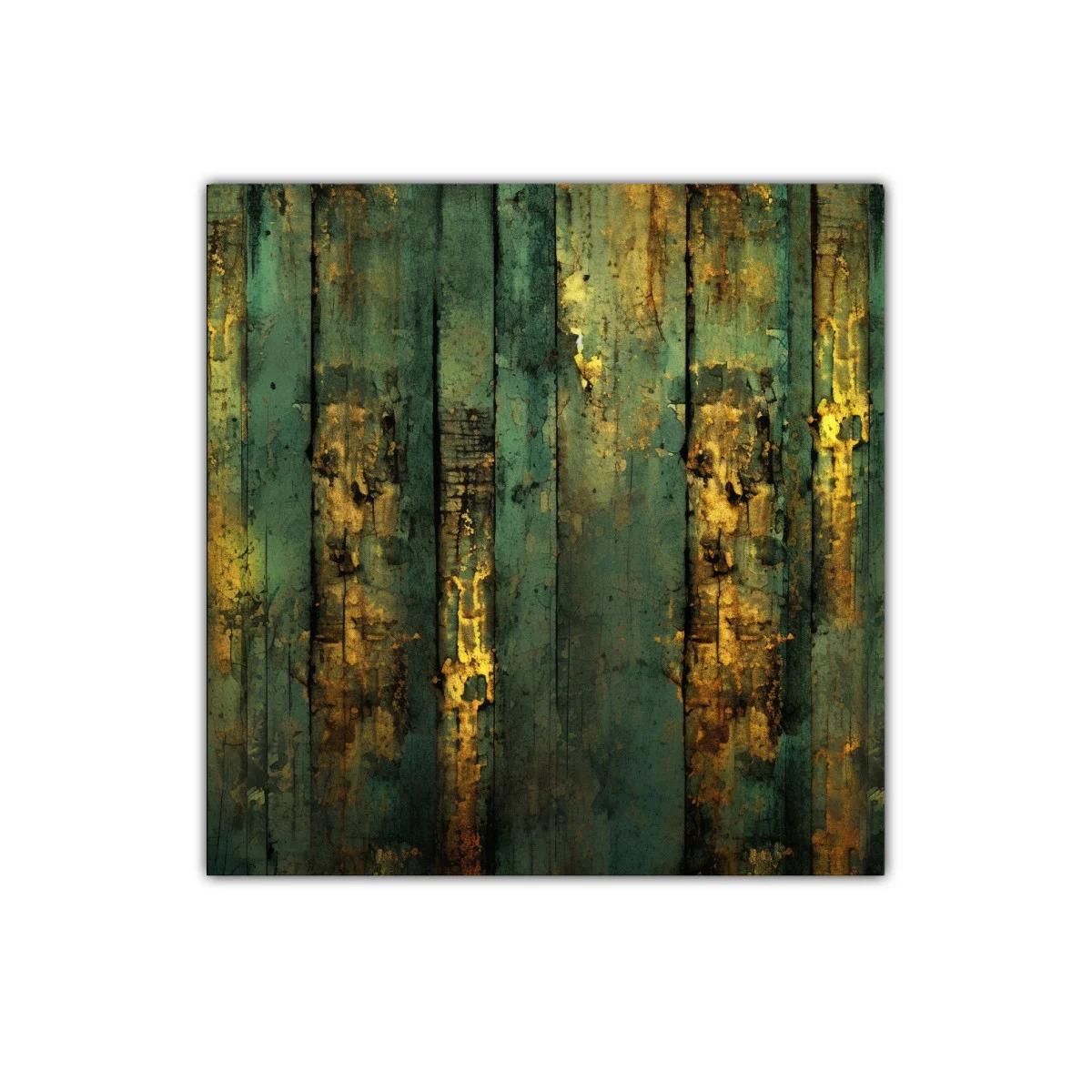 Cuadro decorativo con textura oxidada en tonos verdes — imagen principal