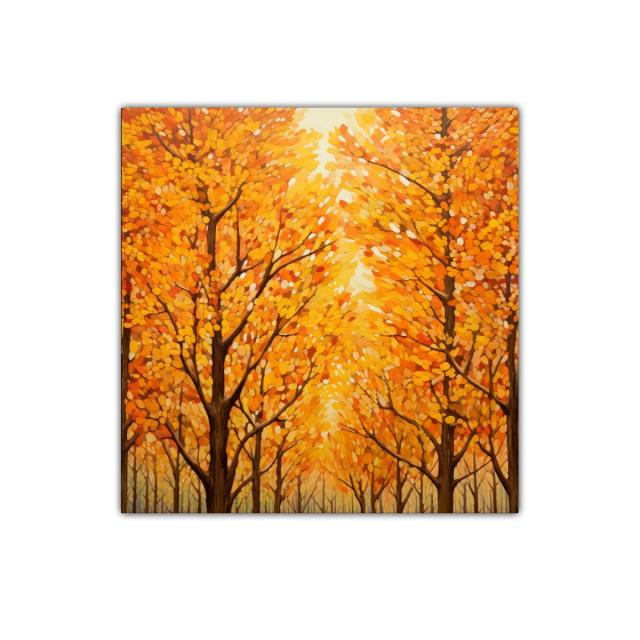 Bosque en otoño con tonos cálidos y dorados
