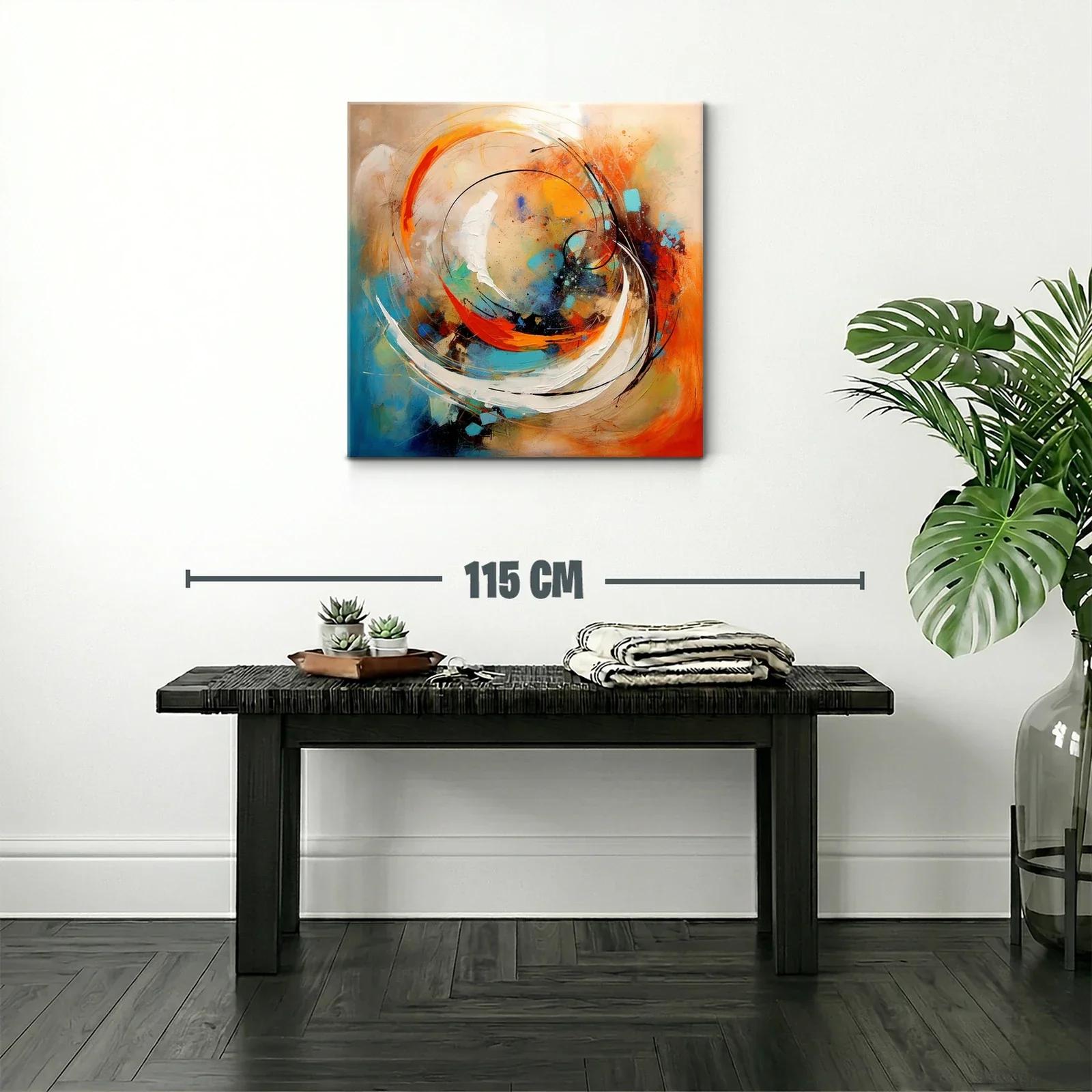 Cuadro abstracto con vibrantes tonos naranja y azul — miniatura 2