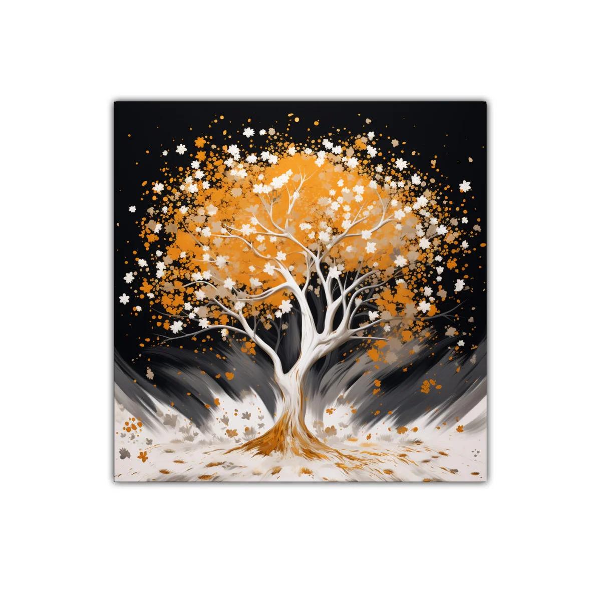 Árbol en tonos cálidos sobre fondo oscuro — imagen principal