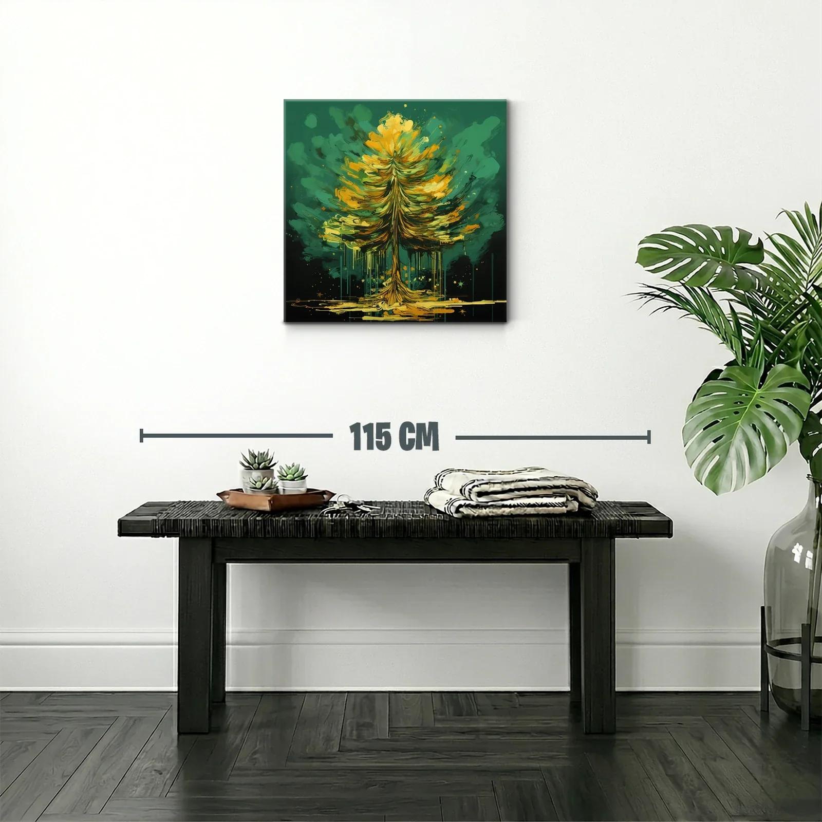 Árbol vibrante en tonos verdes y dorados — miniatura 2