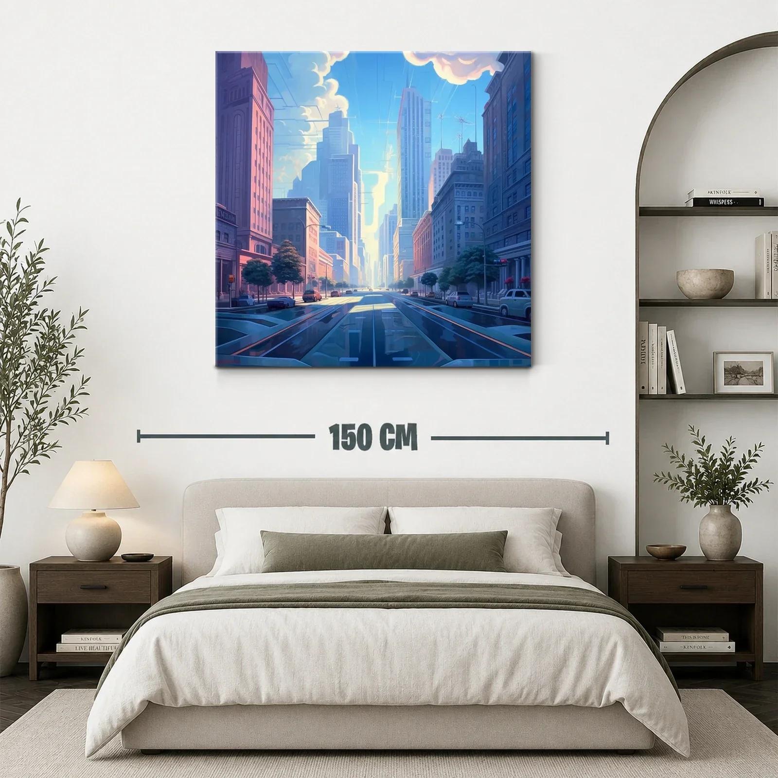 Atardecer urbano con calles iluminadas y rascacielos — miniatura 3