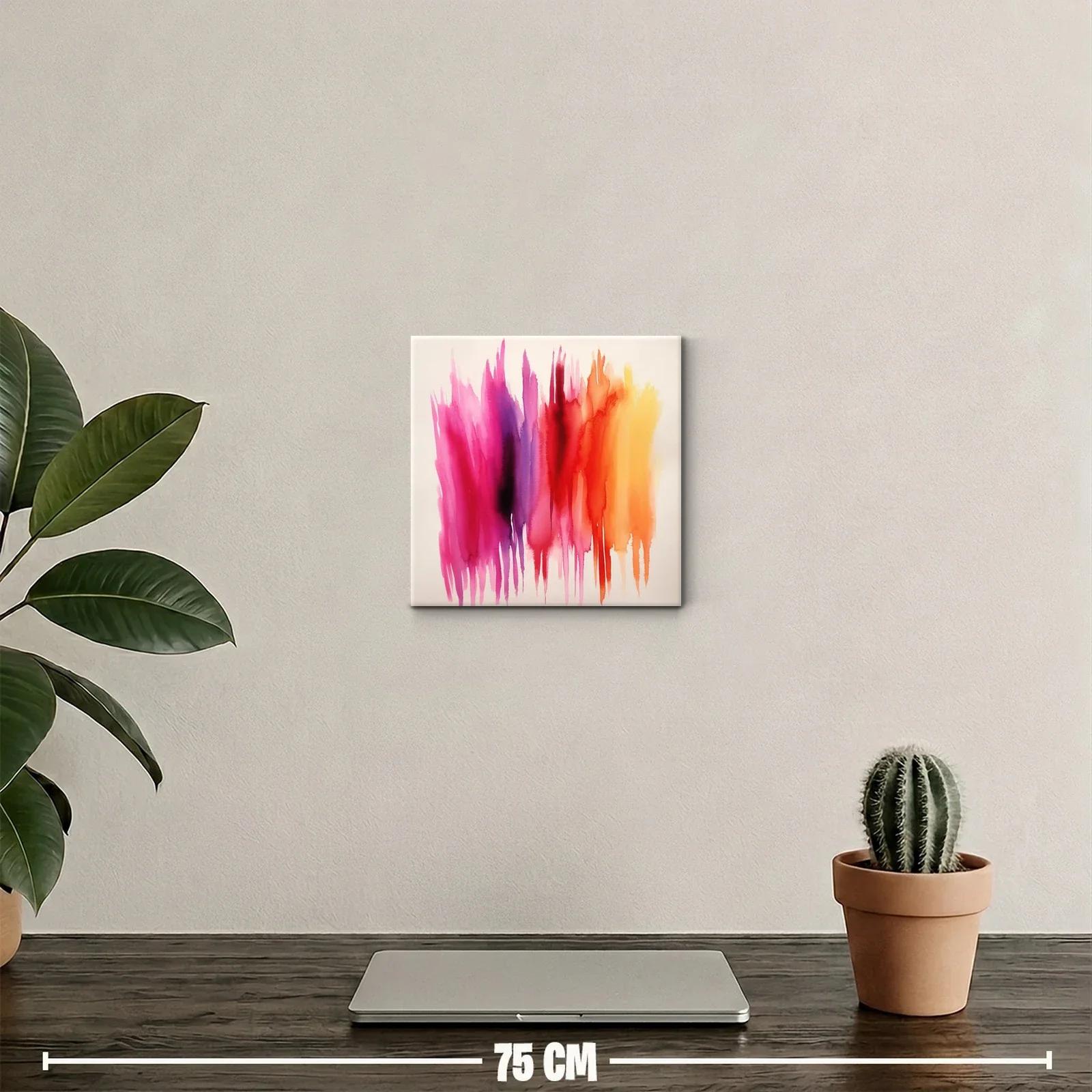 Cuadro Abstracto en tonos rosa rojo y naranja vibrante — miniatura 2