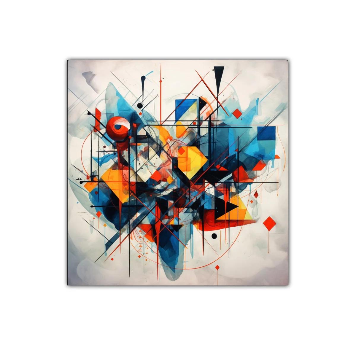 Composición abstracta con formas geométricas y colores vibrantes