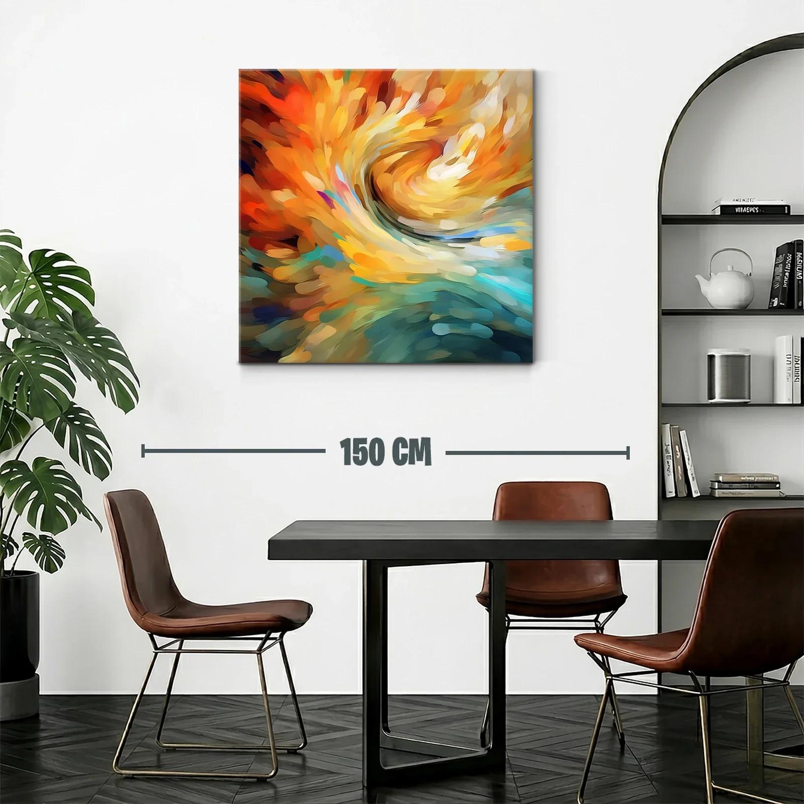 Cuadro abstracto con vibrantes tonos cálidos y fríos — miniatura 2