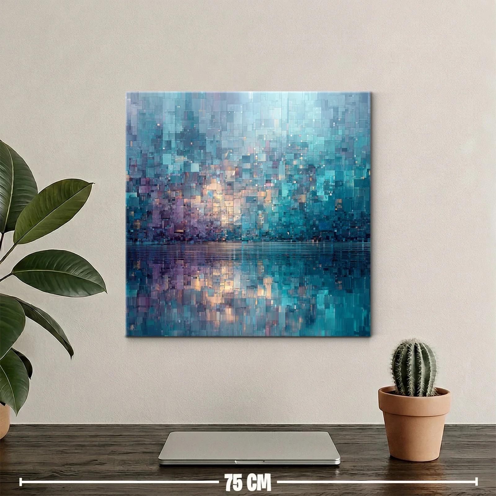 Cuadro abstracto con reflejos en tonos azules y morados — miniatura 2