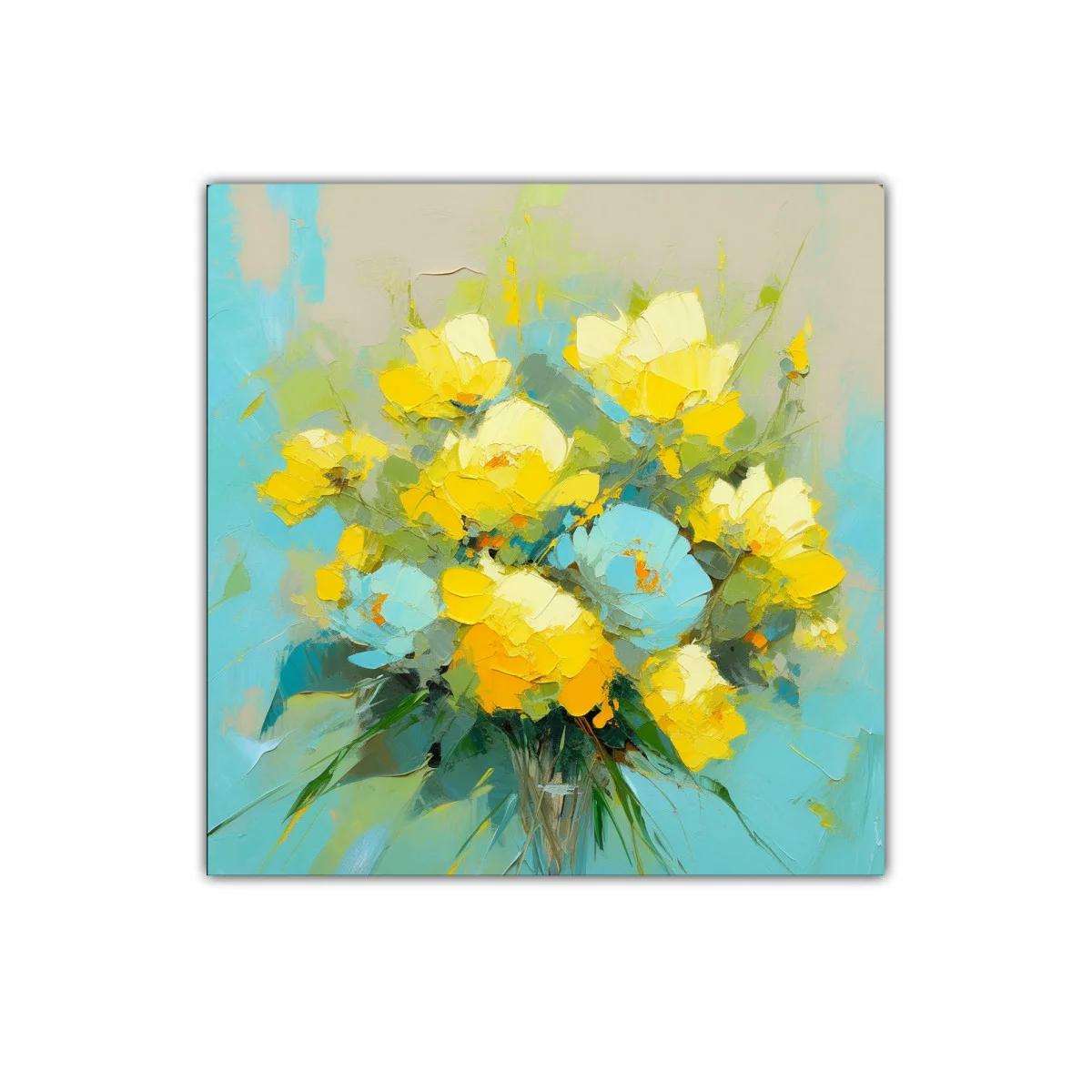 Ramo vibrante de flores en tonos amarillos y azules — imagen principal