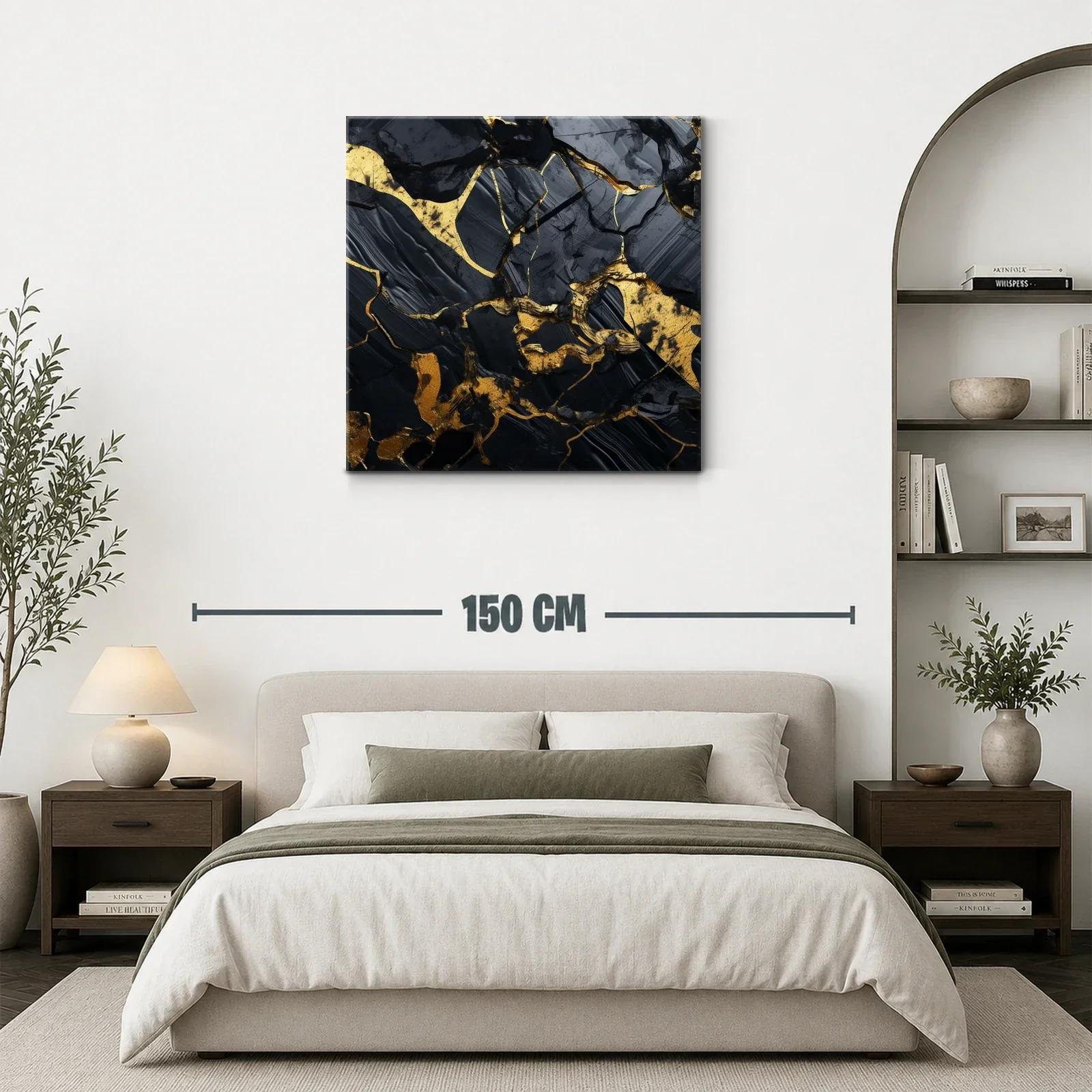 Arte abstracto con detalles en dorado y negros intensos — miniatura 3