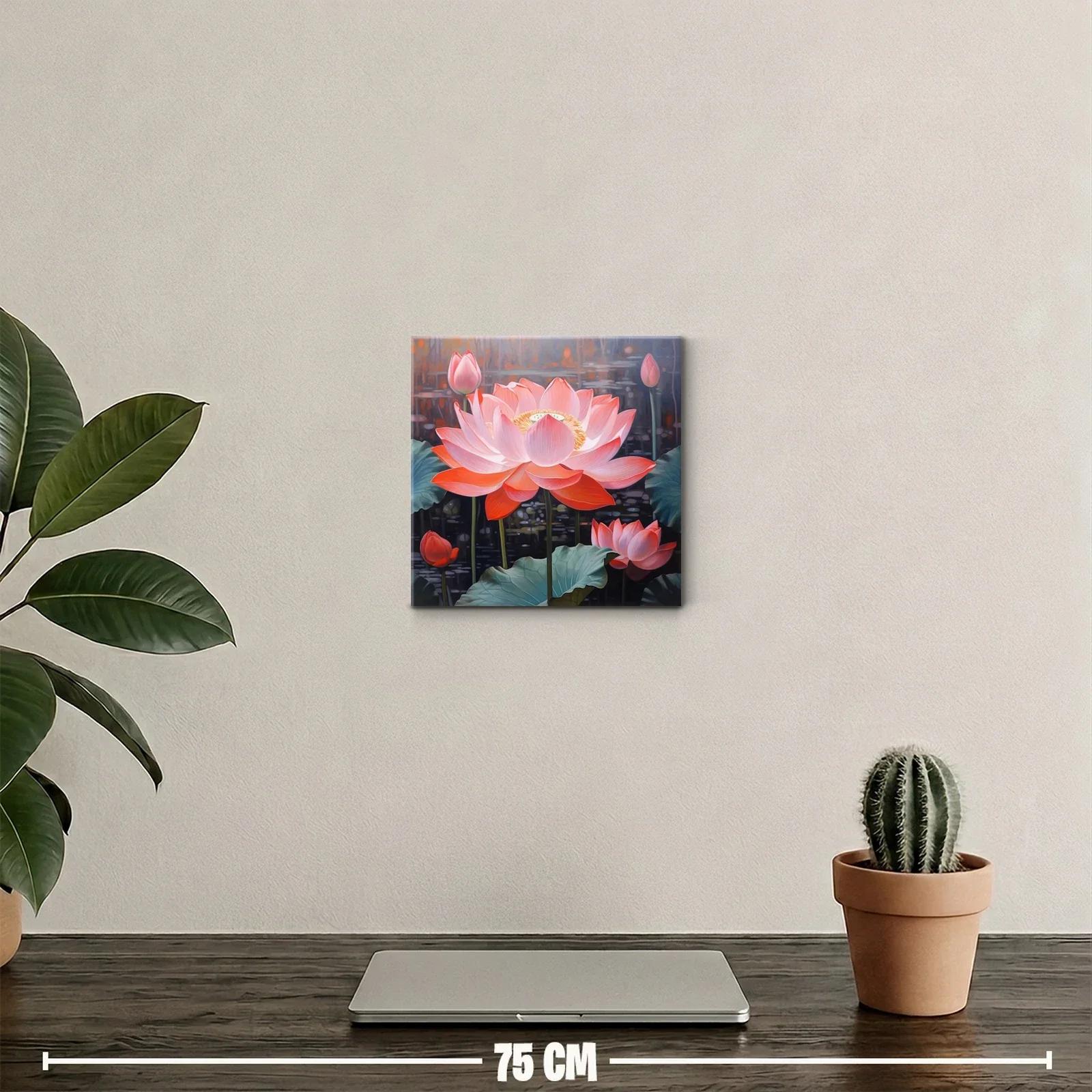 Flor de loto en tonos cálidos y fondo oscuro — miniatura 2