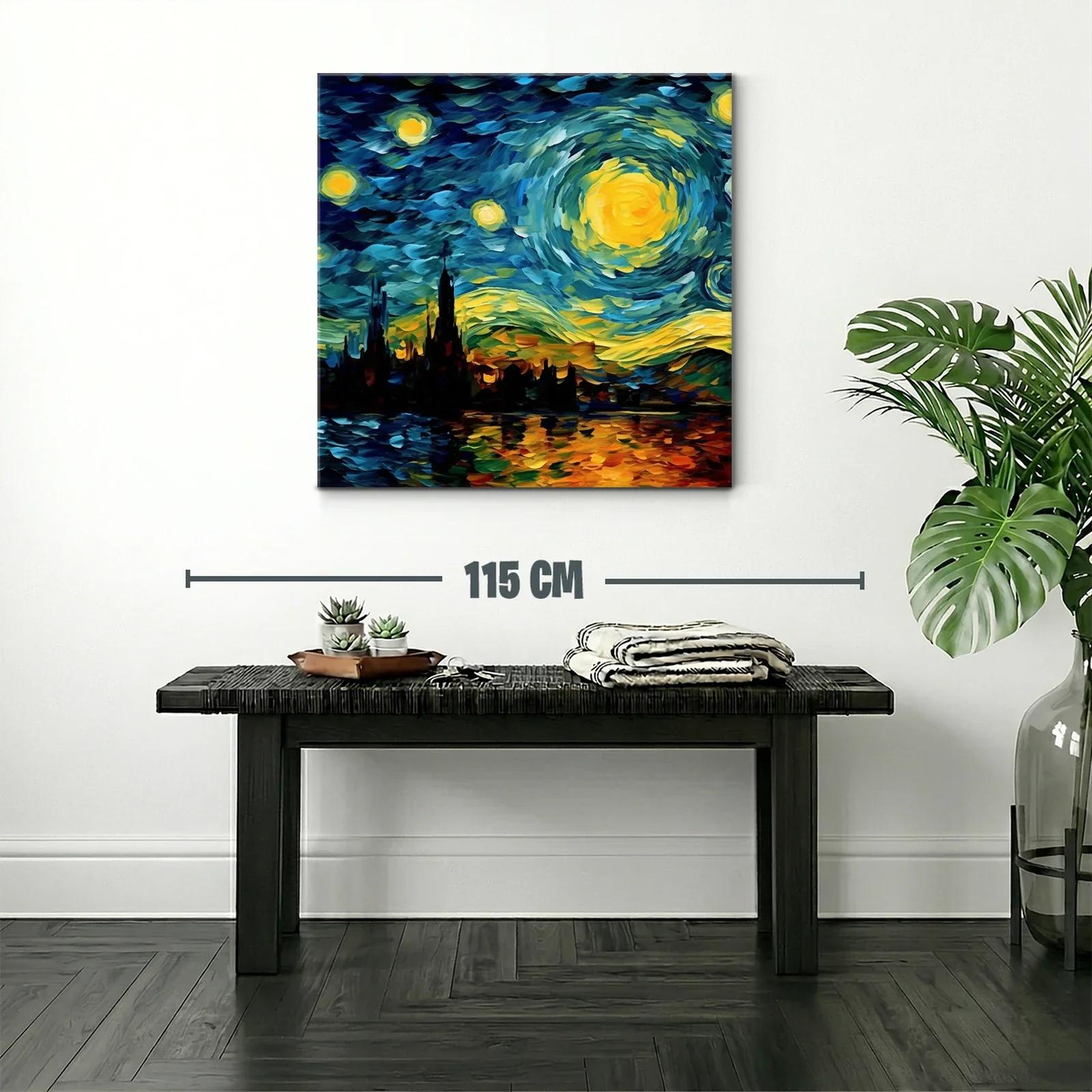Cielo estrellado vibrante sobre ciudad reflejada en agua — miniatura 2