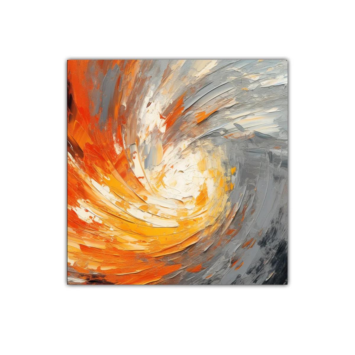 Cuadro abstracto con remolino en tonos cálidos y grises — miniatura 1