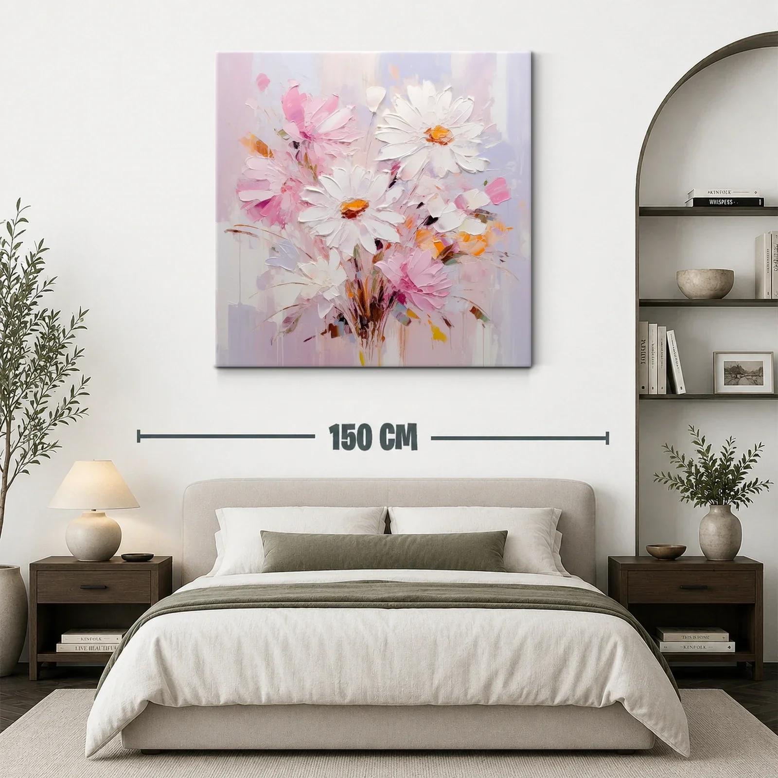 Cuadro floral con margaritas en tonos suaves y delicados — miniatura 3