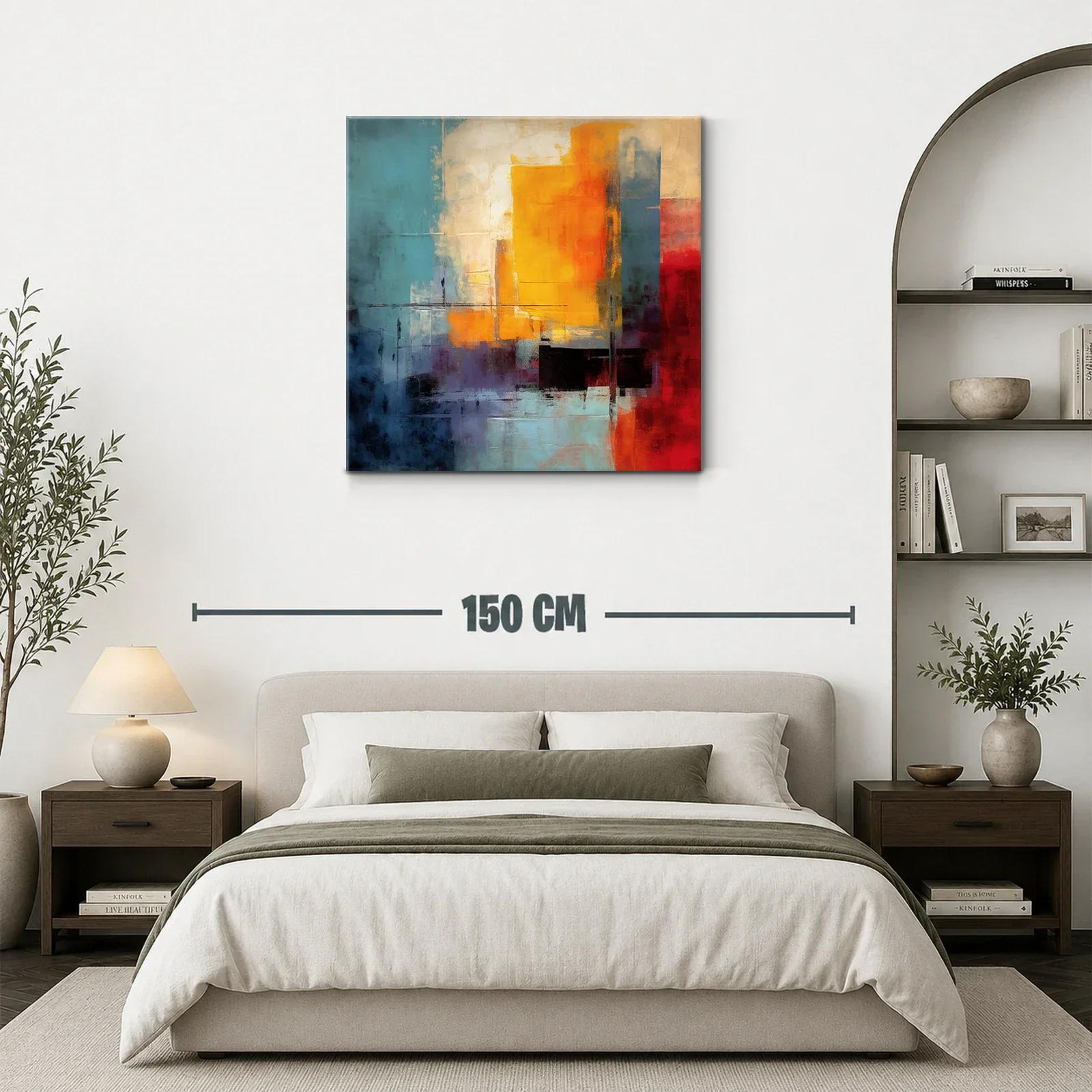 Cuadro abstracto con vibrantes tonos cálidos y fríos — miniatura 3
