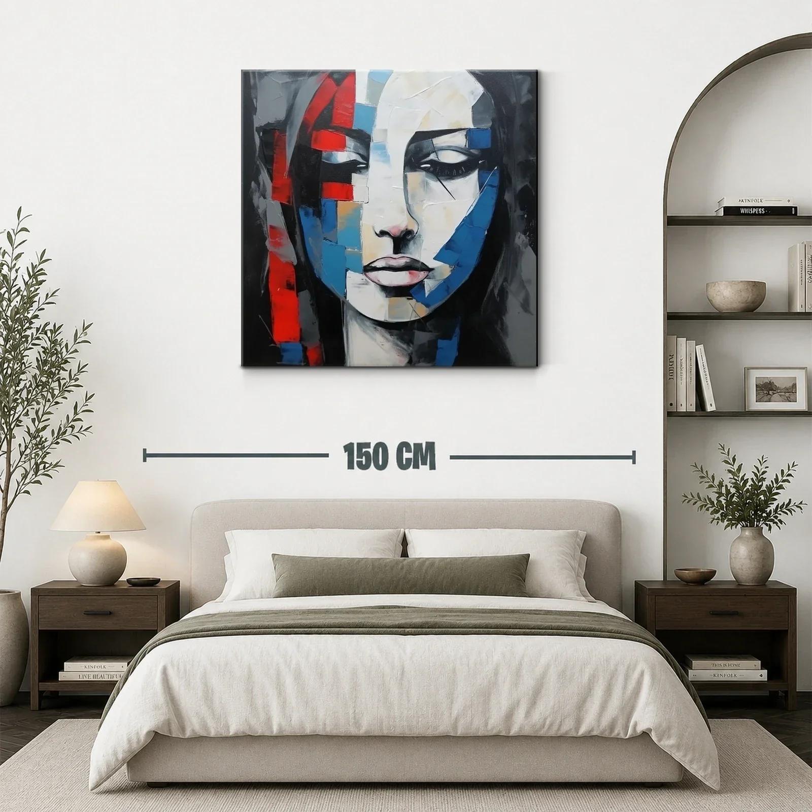 Retrato abstracto vibrante con toques rojos y azules — miniatura 3