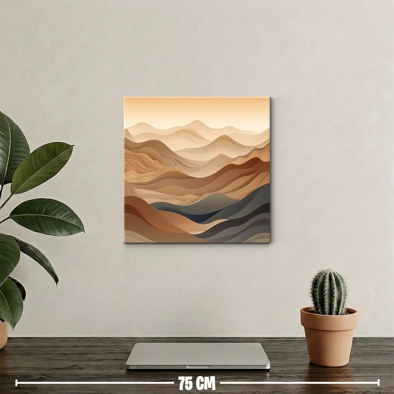 Paisaje abstracto en tonos tierra y líneas onduladas — miniatura 2