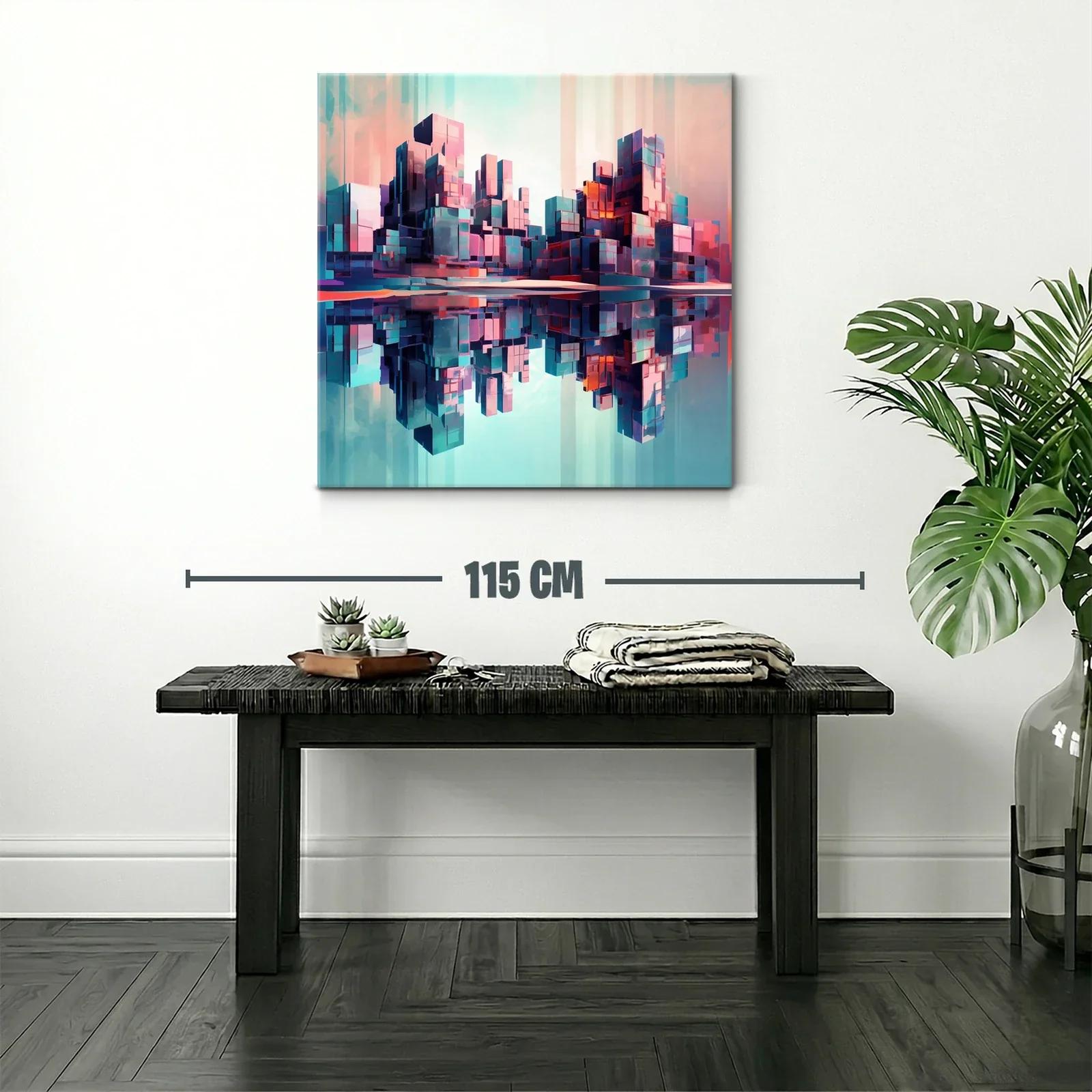 Ciudad futurista reflejada en tonos vibrantes y suaves — miniatura 2