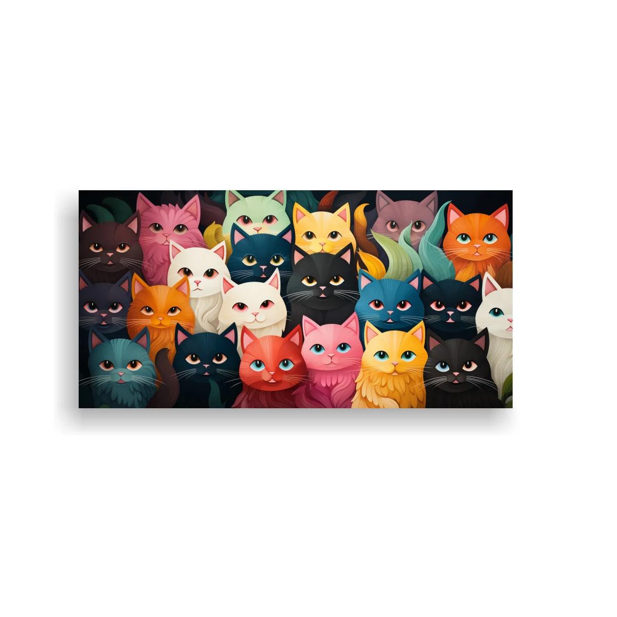 Cuadro grupo de gatos de colores