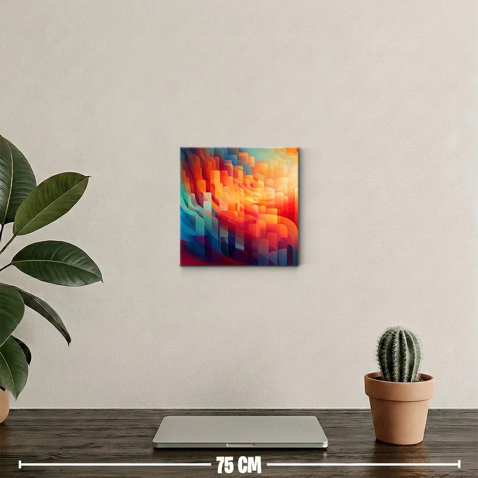 Cuadro decorativo en tonos cálidos y fríos abstractos — miniatura 2