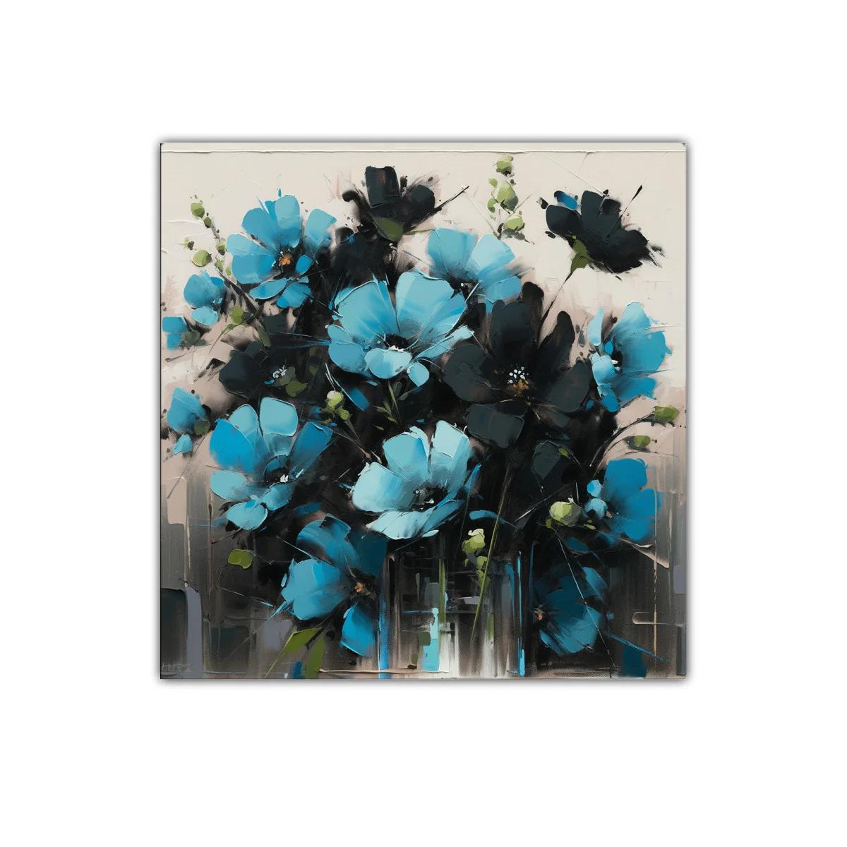 Ramo vibrante de flores azules con contrastes oscuros