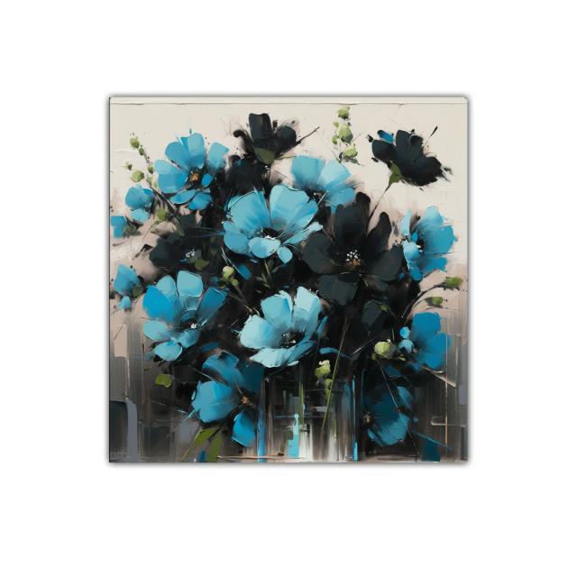 Ramo vibrante de flores azules con contrastes oscuros