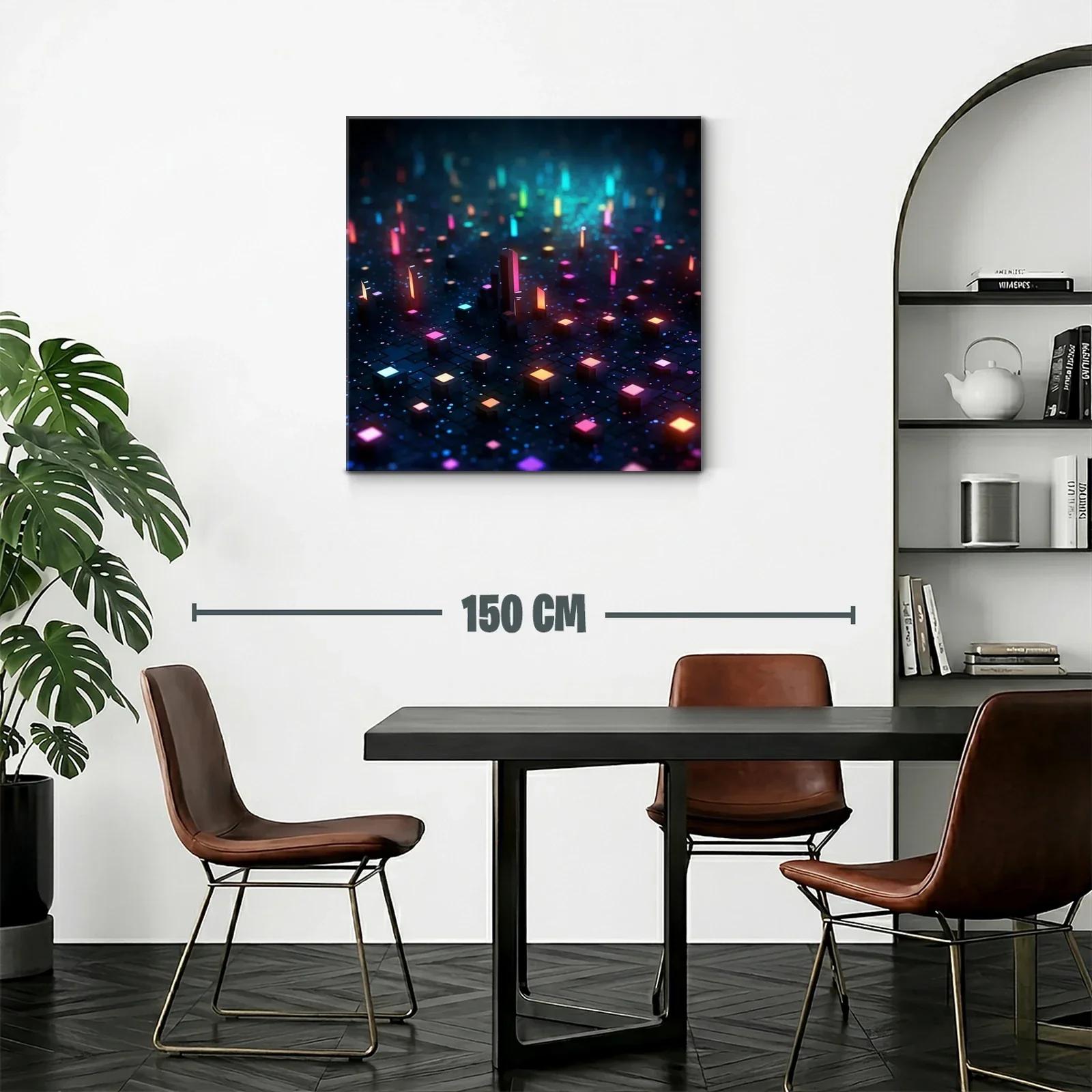 Cuadro abstracto luces de neón sobre fondo oscuro — miniatura 2