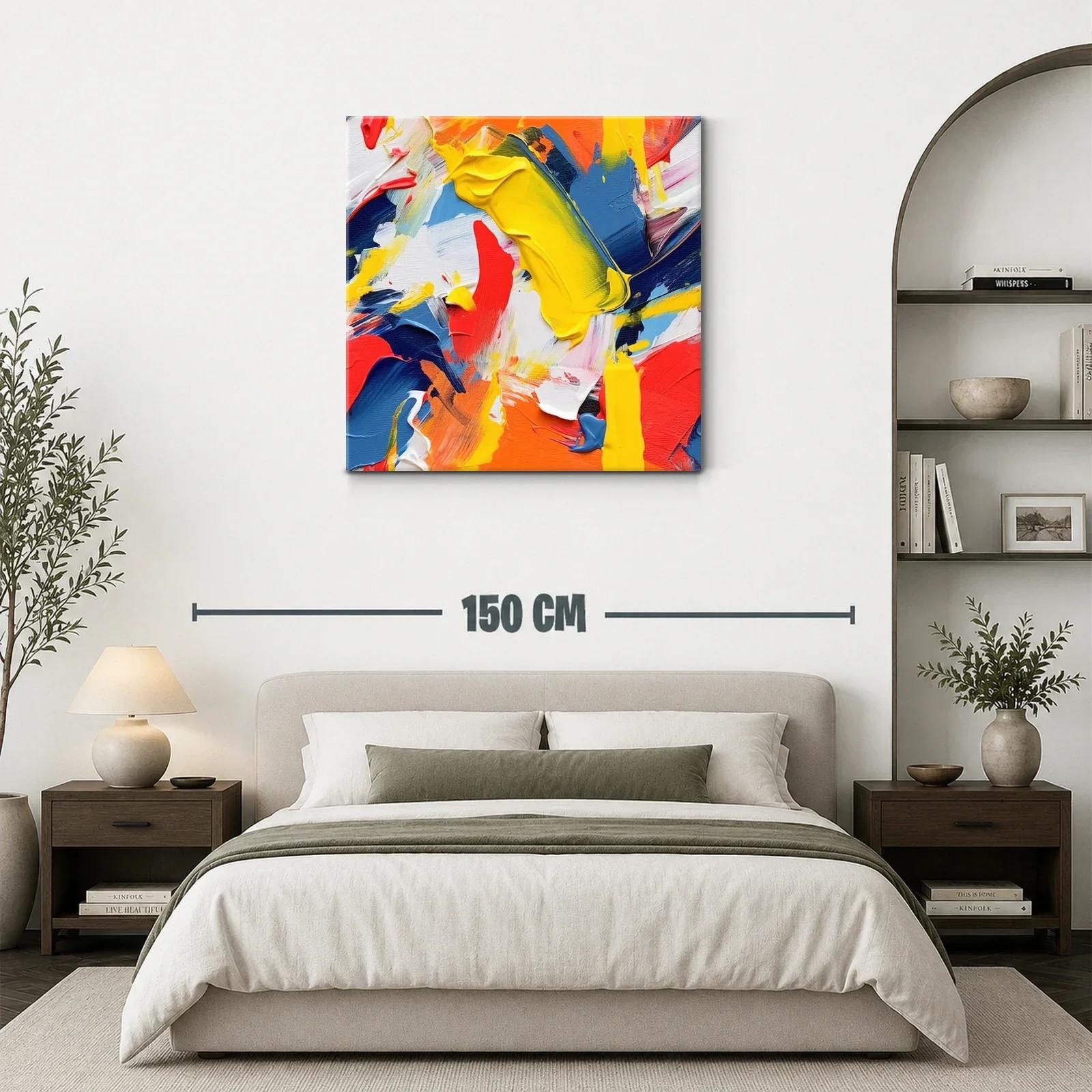 Cuadro abstracto en vibrantes tonos cálidos y fríos — miniatura 3