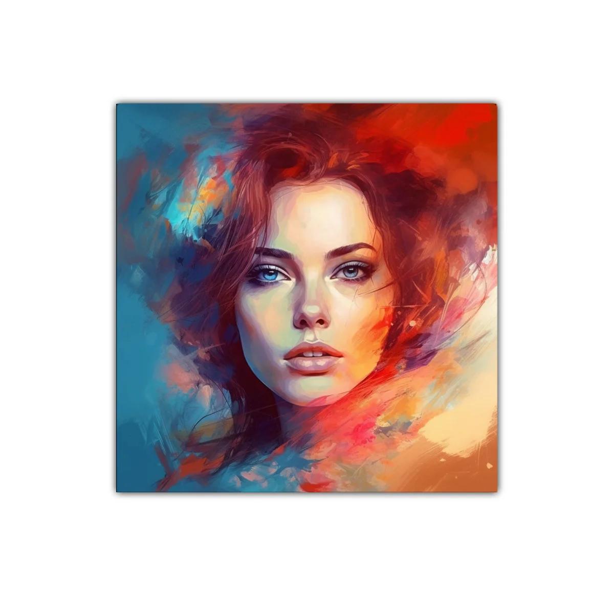 Retrato femenino vibrante con pinceladas coloridas — imagen principal