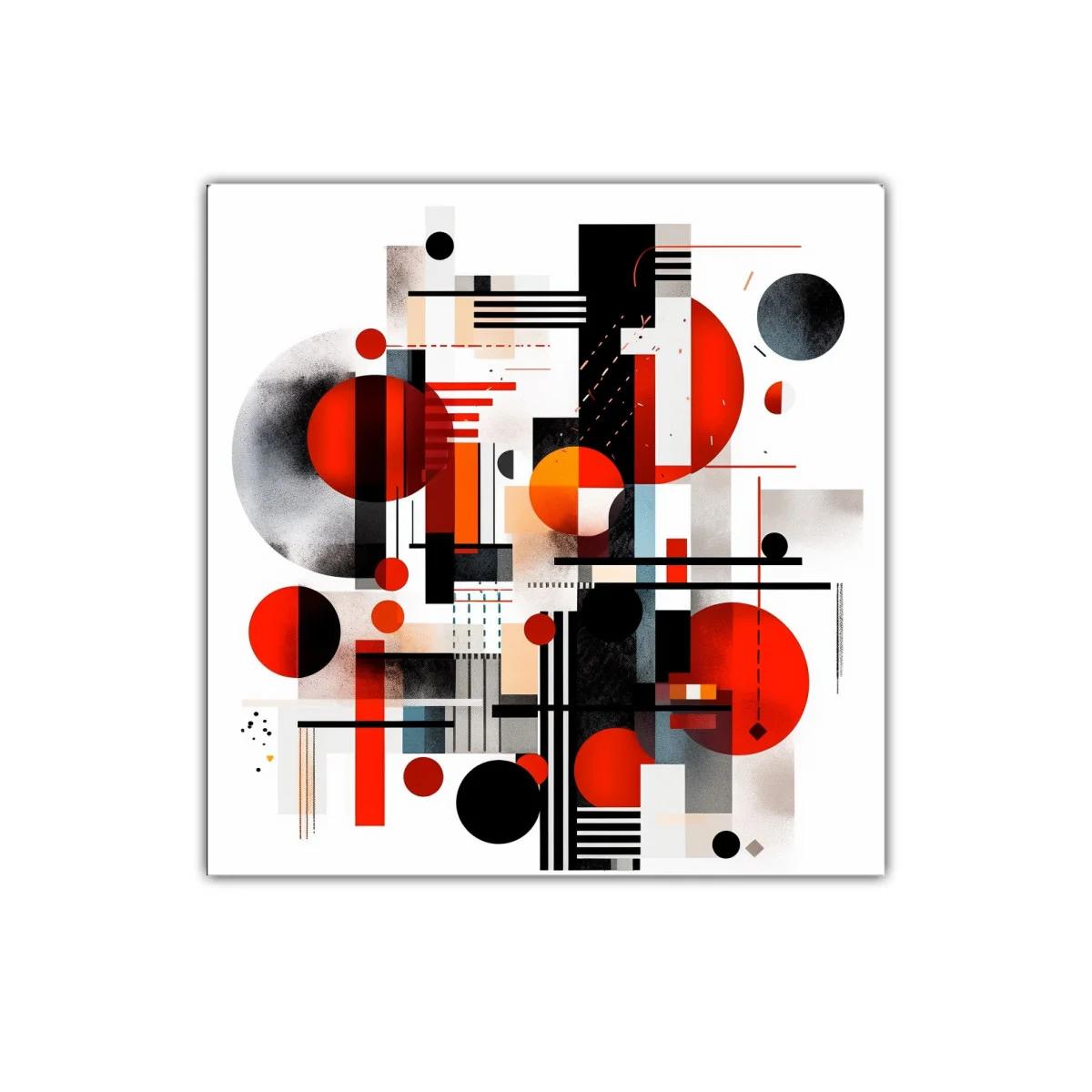 Composición abstracta con formas geométricas en rojo y negro — imagen principal