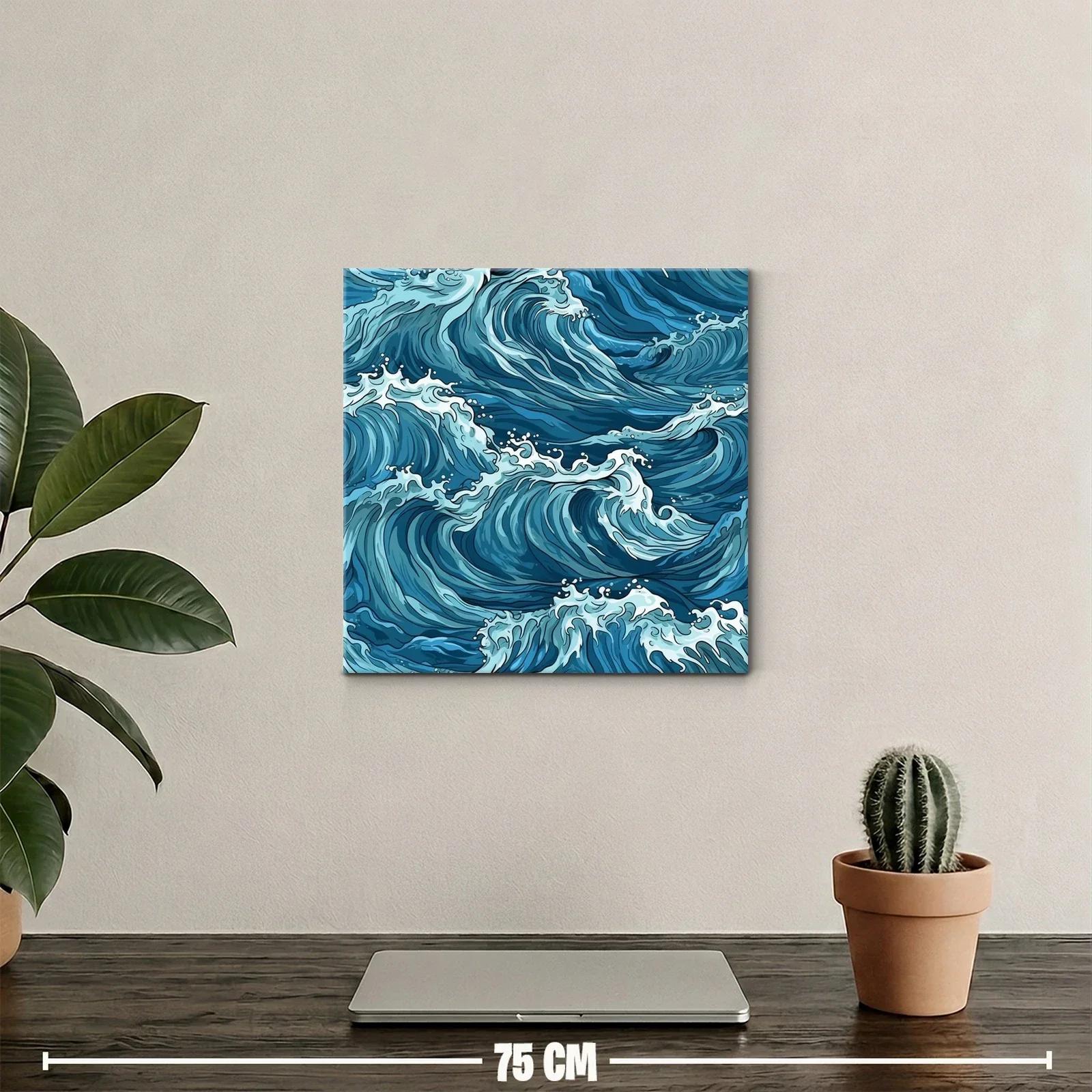 Olas dinámicas en tonos azules para ambientes modernos — miniatura 2