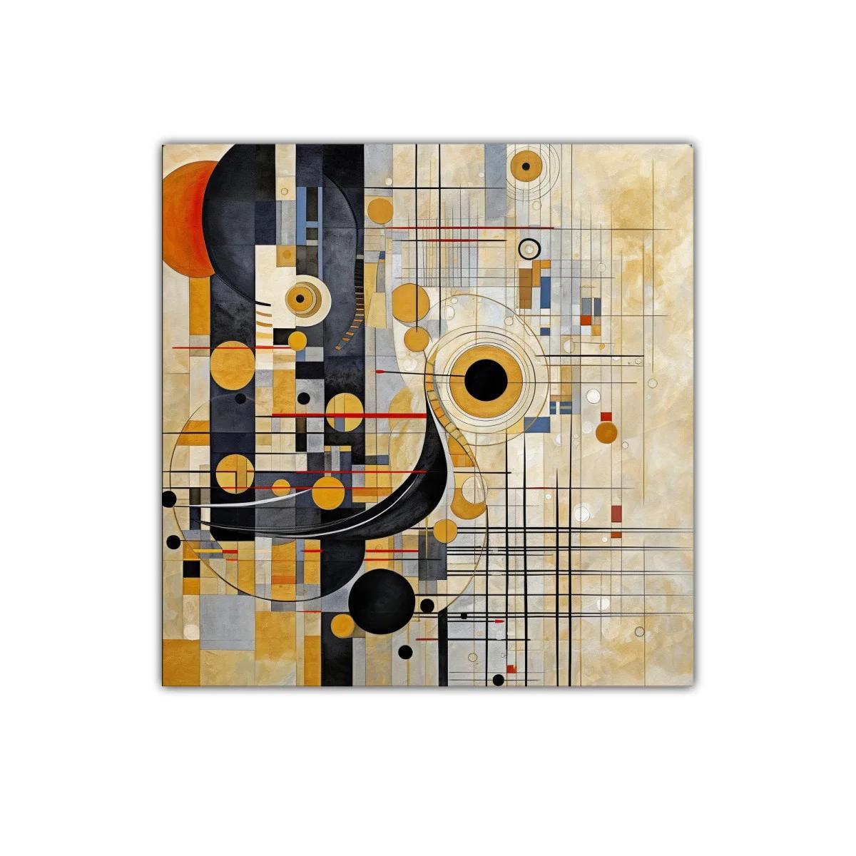 Cuadro con formas geométricas oro gris y negro moderno — imagen principal