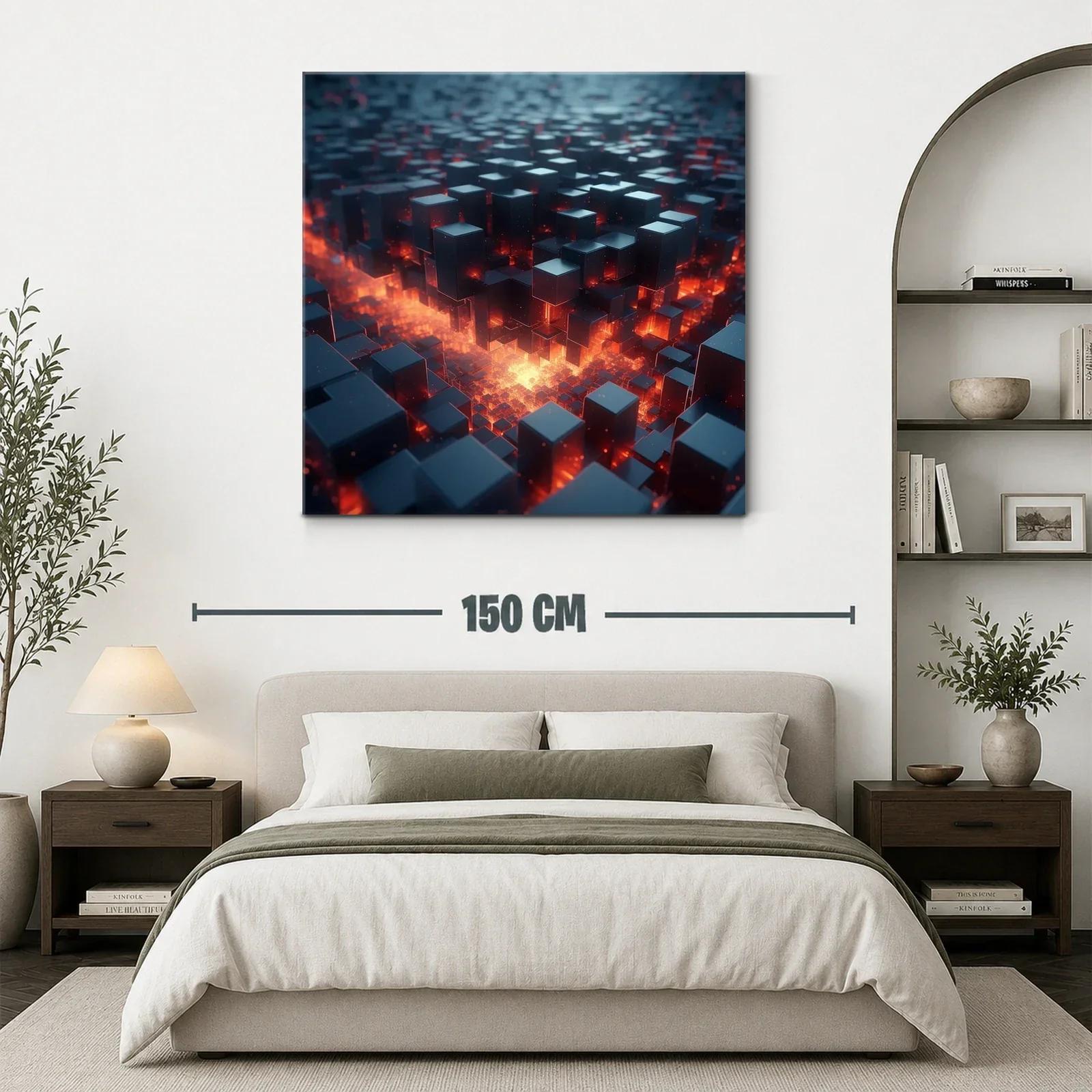 Cuadro urbano futurista con luces de lava incandescentes — miniatura 3