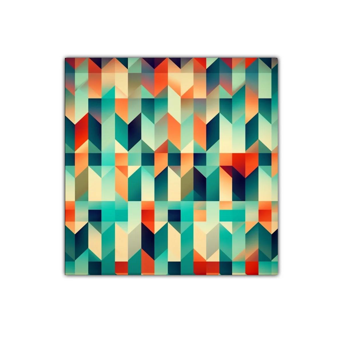 Cuadro abstracto geométrico con colores vibrantes y cálidos — imagen principal