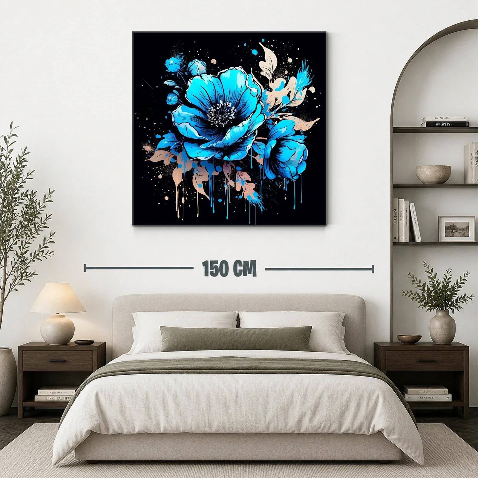 Flores vibrantes en tonos azules sobre fondo oscuro — miniatura 3