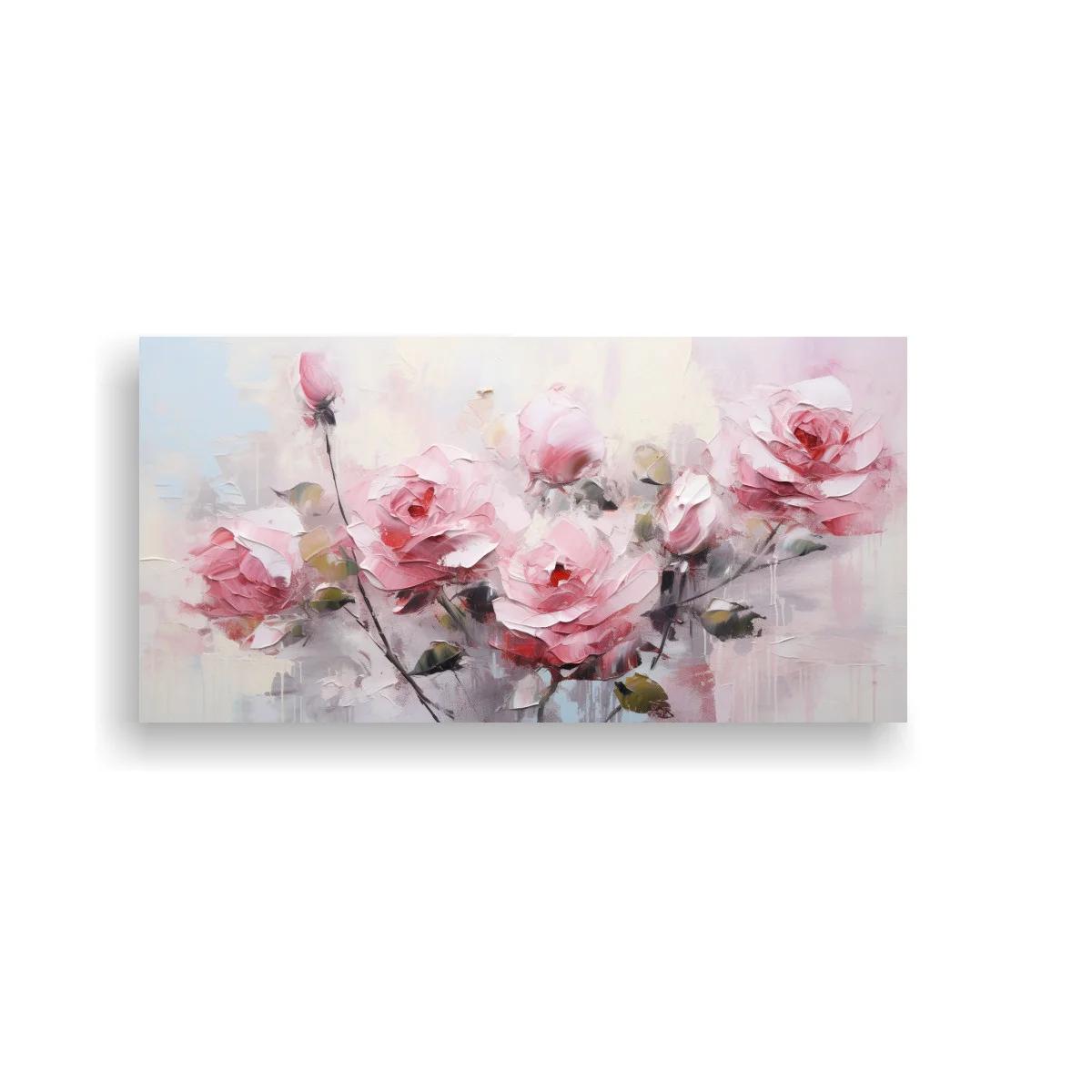 Cuadro de rosas rosas con capullos cerrados