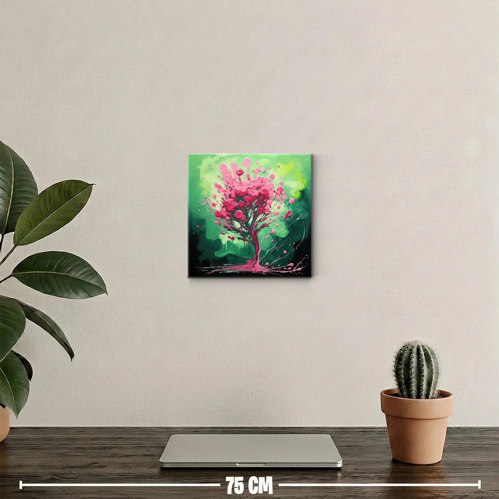Árbol vibrante en tonos verdes y rosas energéticos — miniatura 2