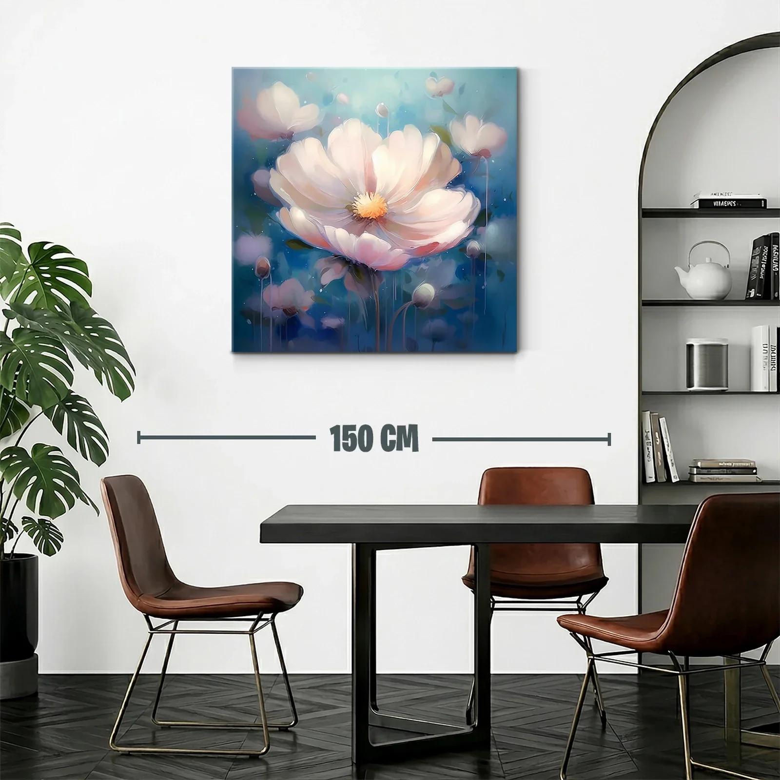 Cuadro floral etéreo con tonos suaves y azules — miniatura 2