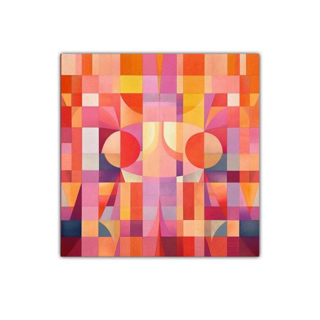 Cuadro abstracto con formas geométricas y tonos cálidos