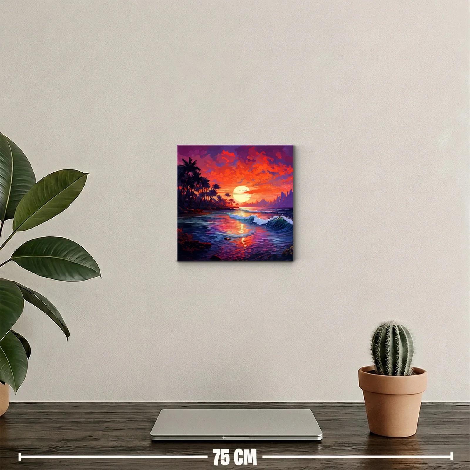 Atardecer vibrante sobre la costa tropical con palmeras — miniatura 2