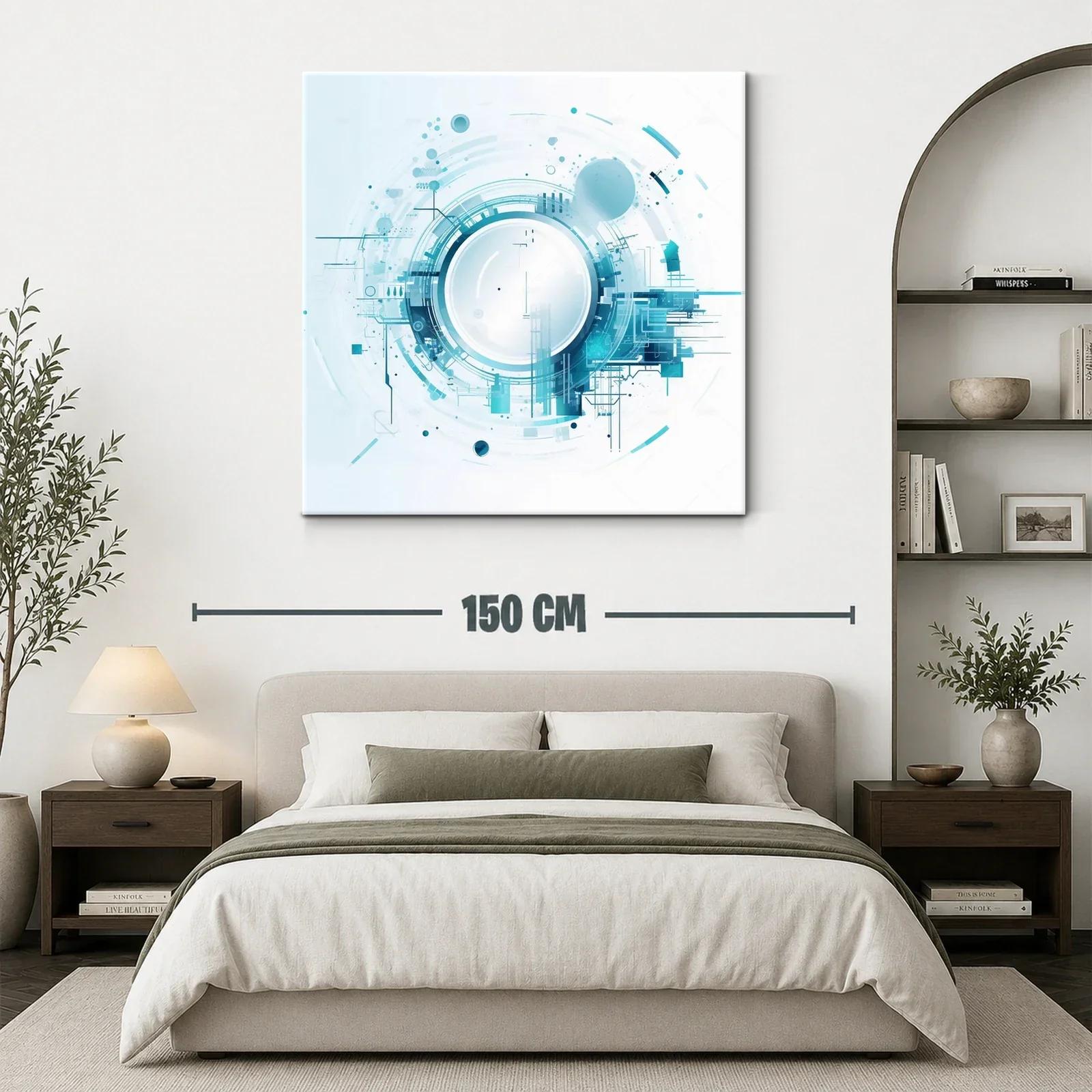 Diseño abstracto circular en tonos azules y blancos — miniatura 3