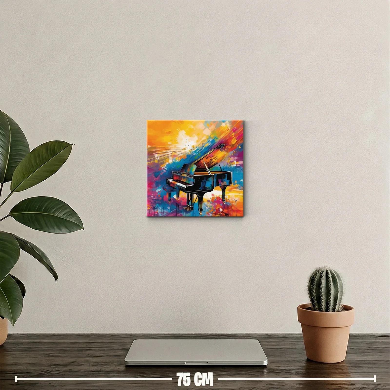 Cuadro decorativo con piano y explosión de color vibrante — miniatura 2