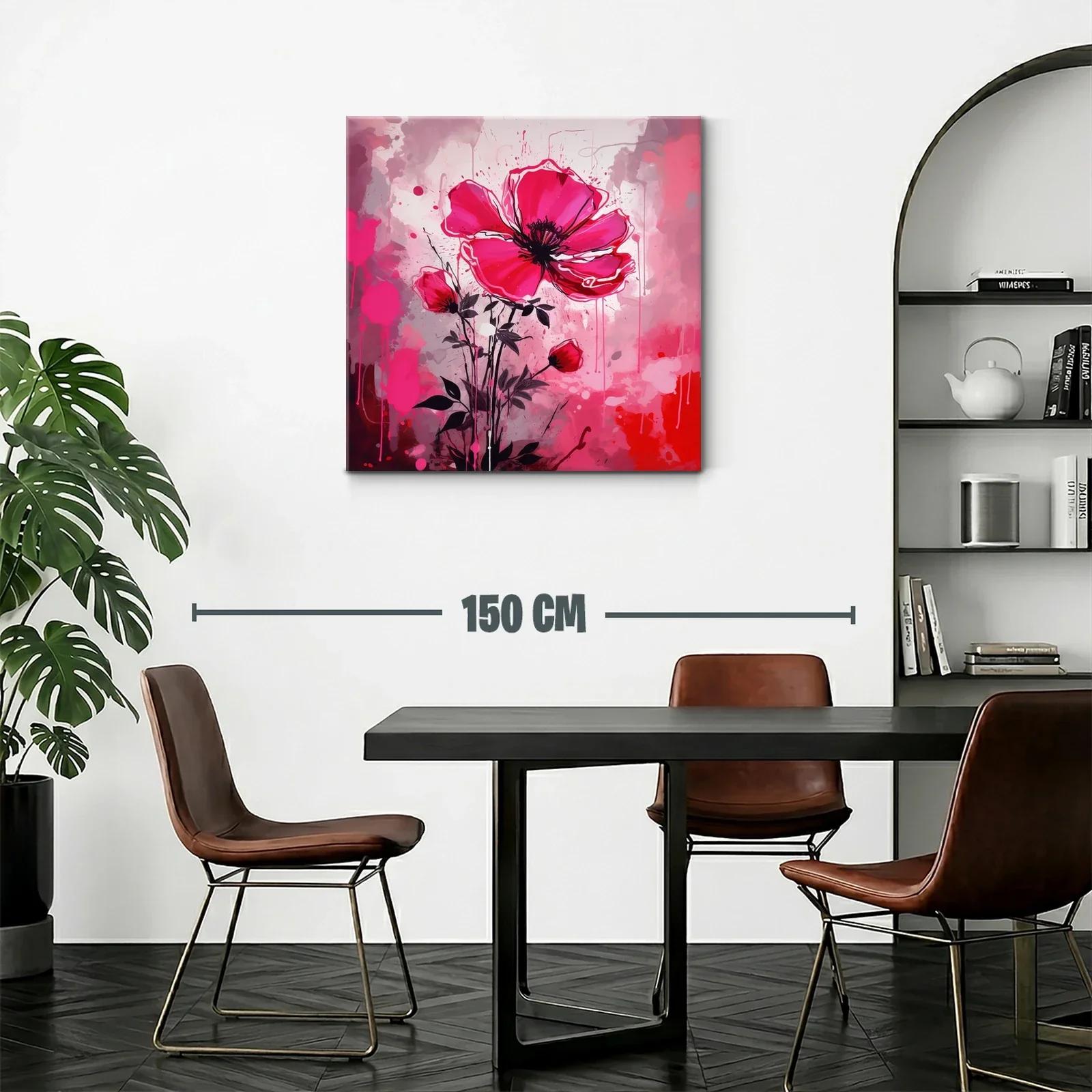 Cuadro floral vibrante con grandes pétalos rosas — miniatura 2