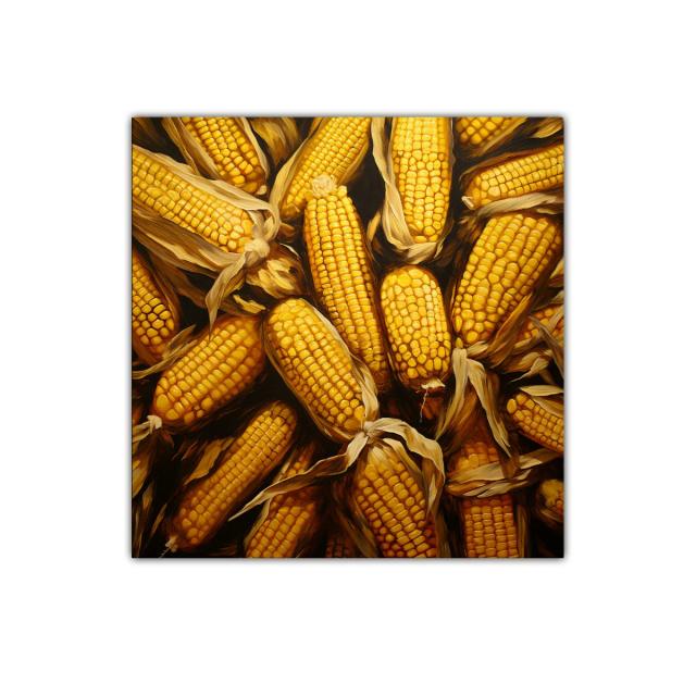 Cuadro con maíz dorado lleno de textura y calidez